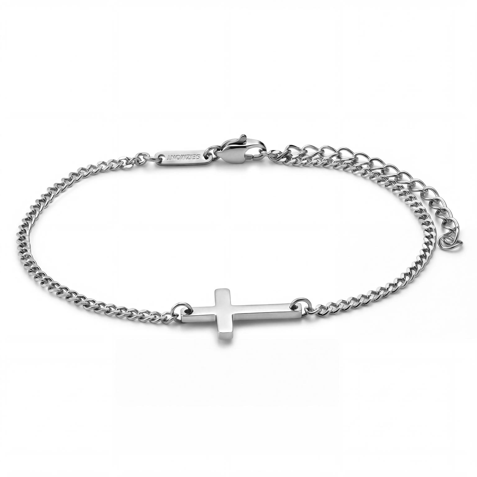 New Classics | 2mm 925 Sterling Silver Curb Chain Cross Bracelet New Classics | 2mm 925 Sterling Silver Curb Chain Cross Bracelet