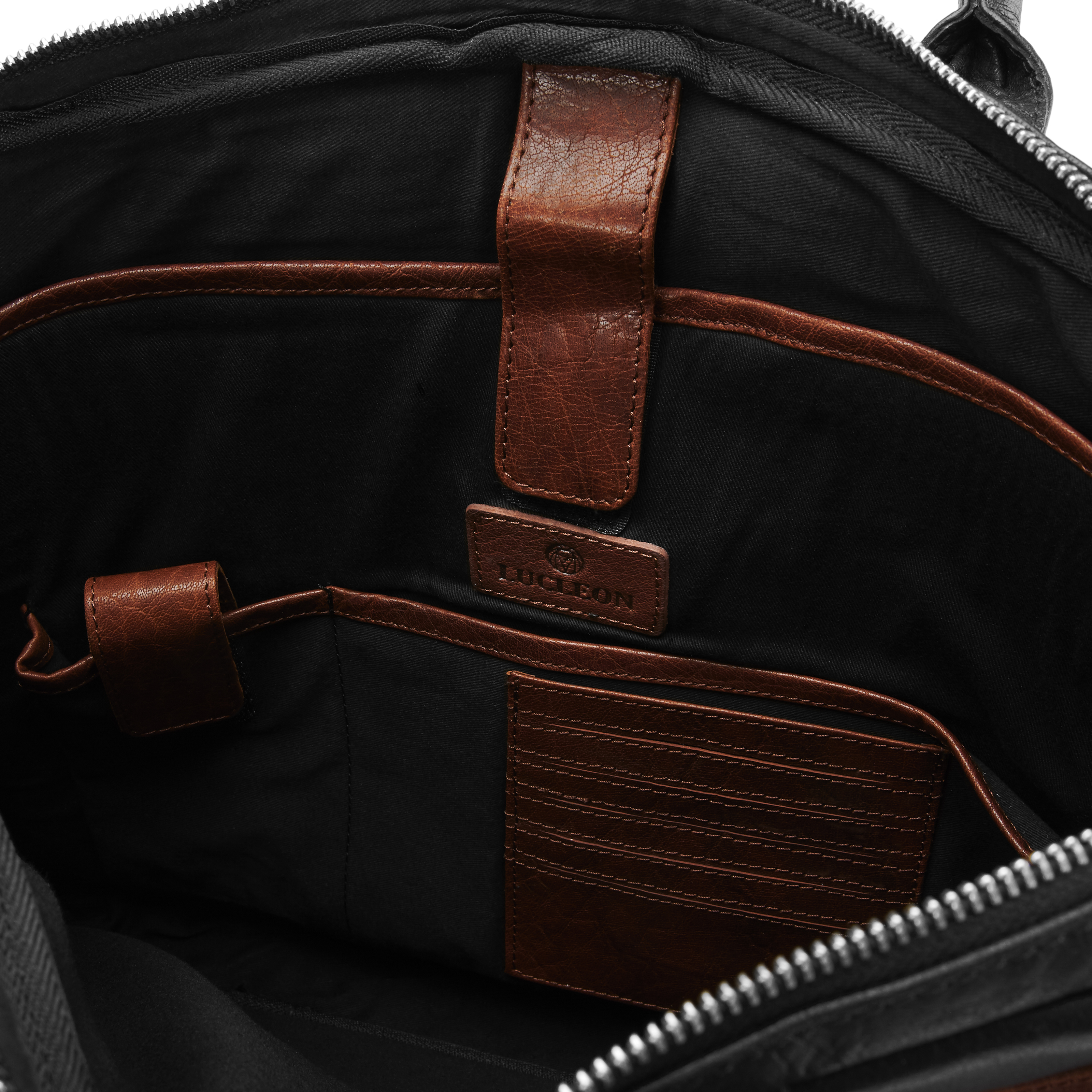 Montreal Schwarze & Hellbraune Leder Laptoptasche - 11
