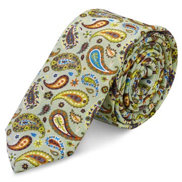 Virtuo | 6 cm hodvábna kravata s paisley vzorom v mätovej farbe Virtuo | 6 cm hodvábna kravata s paisley vzorom v mätovej farbe