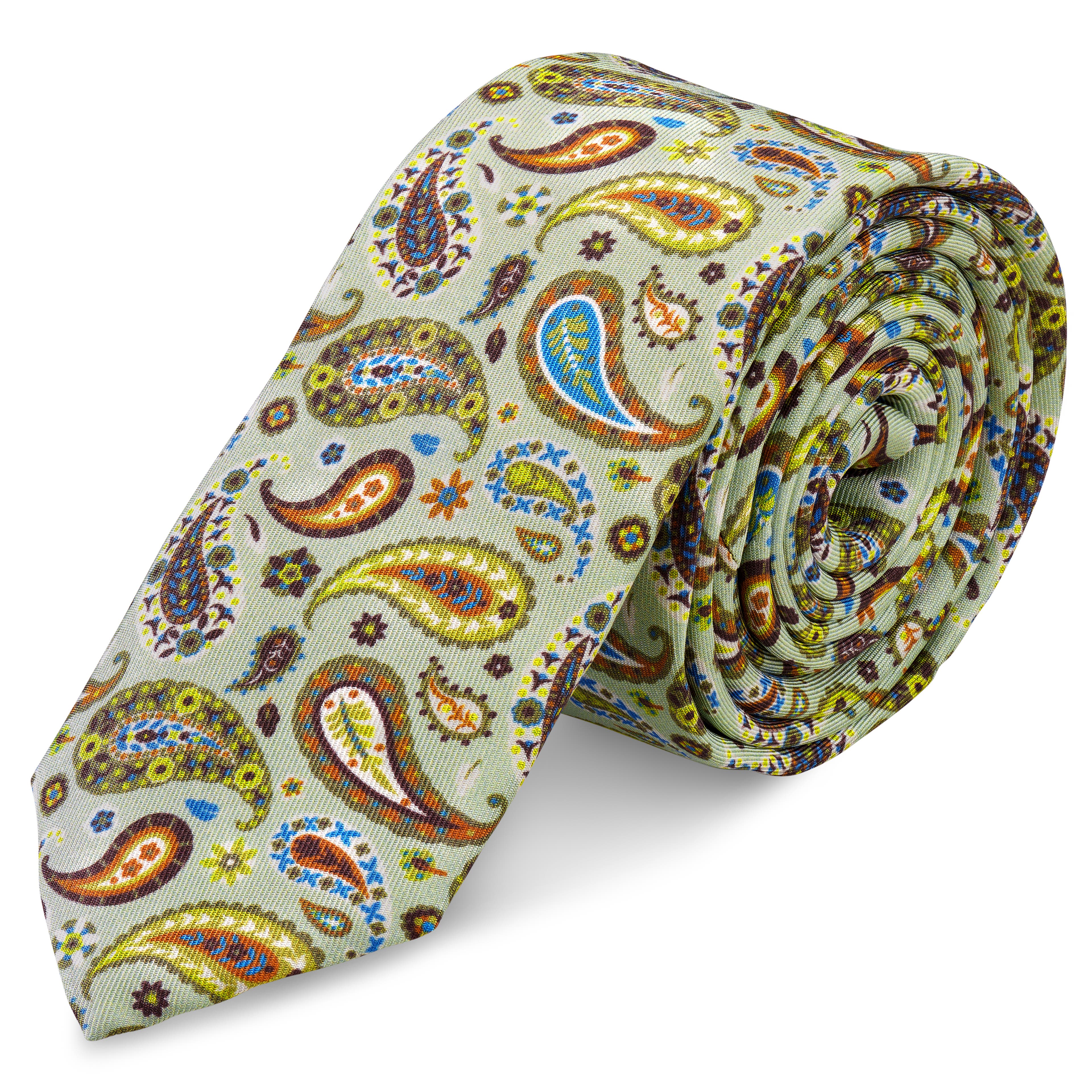 Virtuo | 6 cm Mintgrøn Paisley Silkeslips Virtuo | 6 cm Mintgrøn Paisley Silkeslips
