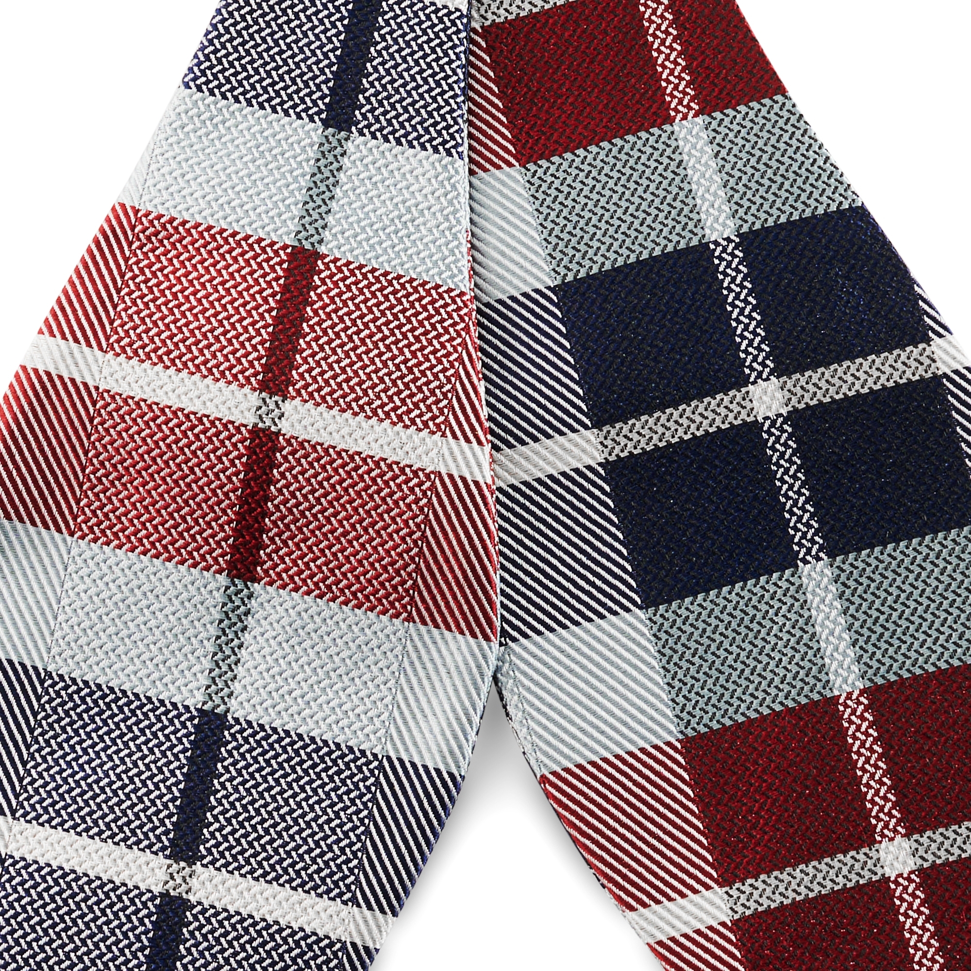 Jedwabna muszka w niebiesko-bordową kratkę do samodzielnego zawiązania - 2