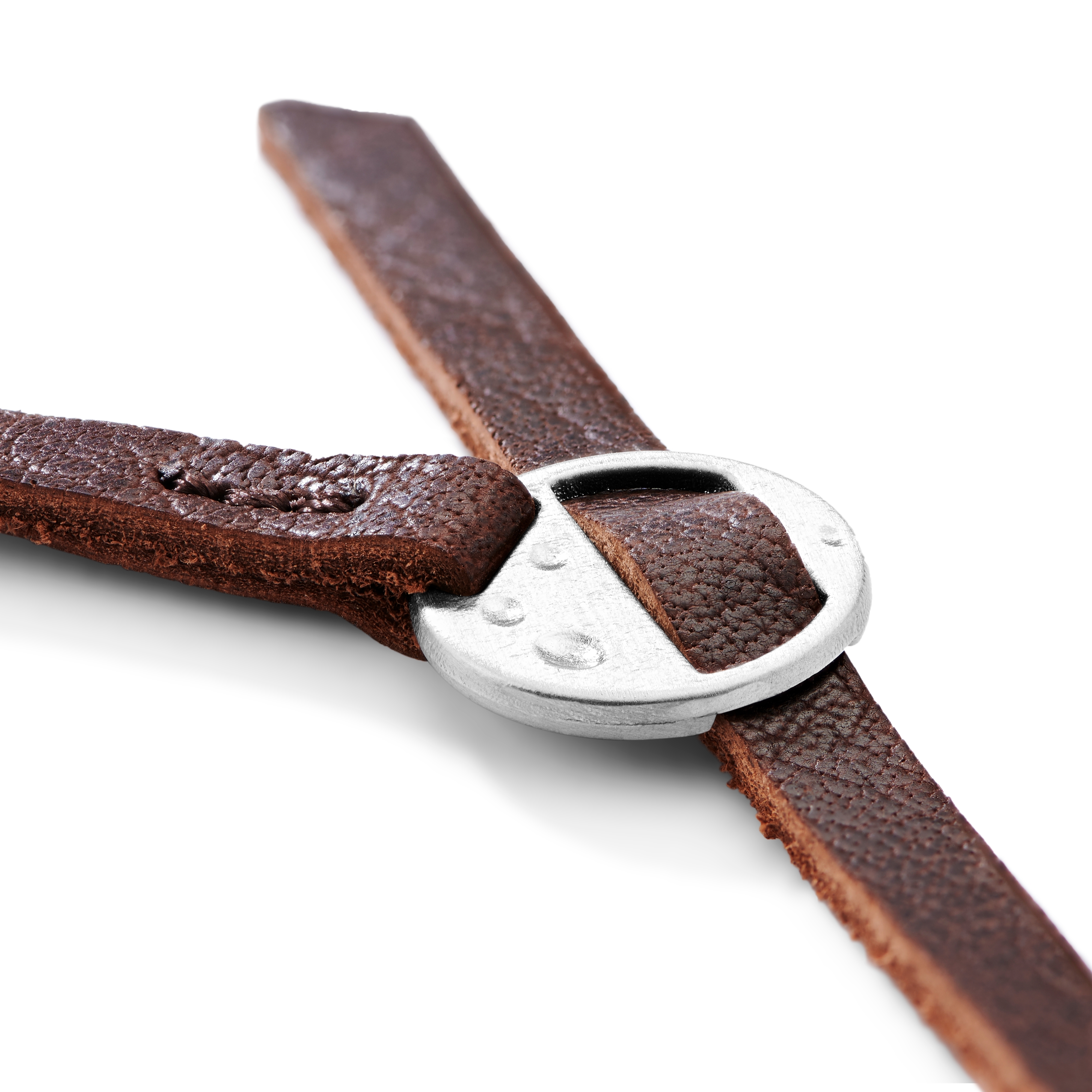 Gladius | Bracciale da avvolgere in pelle di bufalo pieno fiore marrone - 5