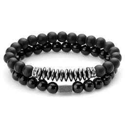 Black Onyx, Hematite & Zirconia Bracelet Set