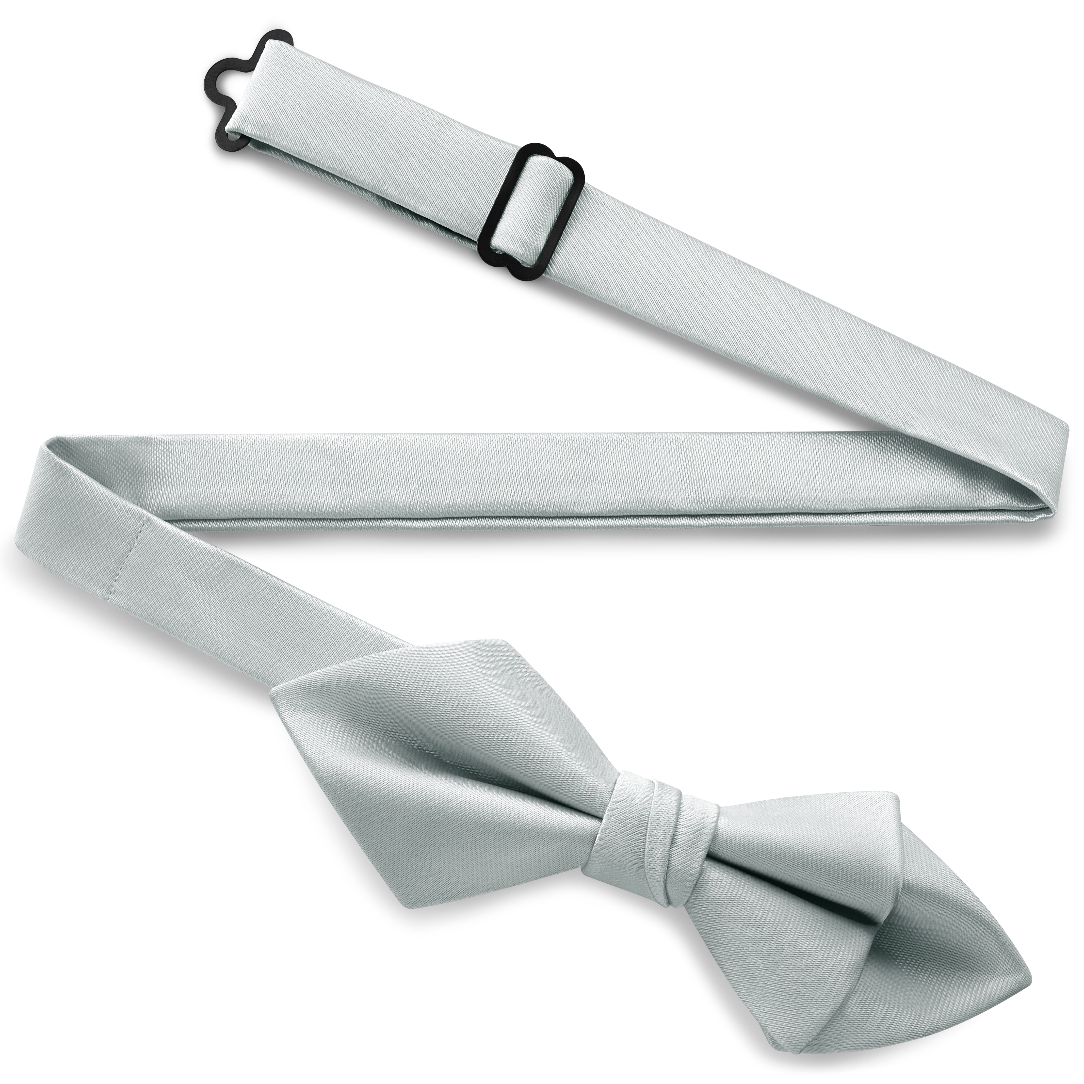 Silver-tone Pre-Tied Satin Diamond Tip Bow Tie - 2