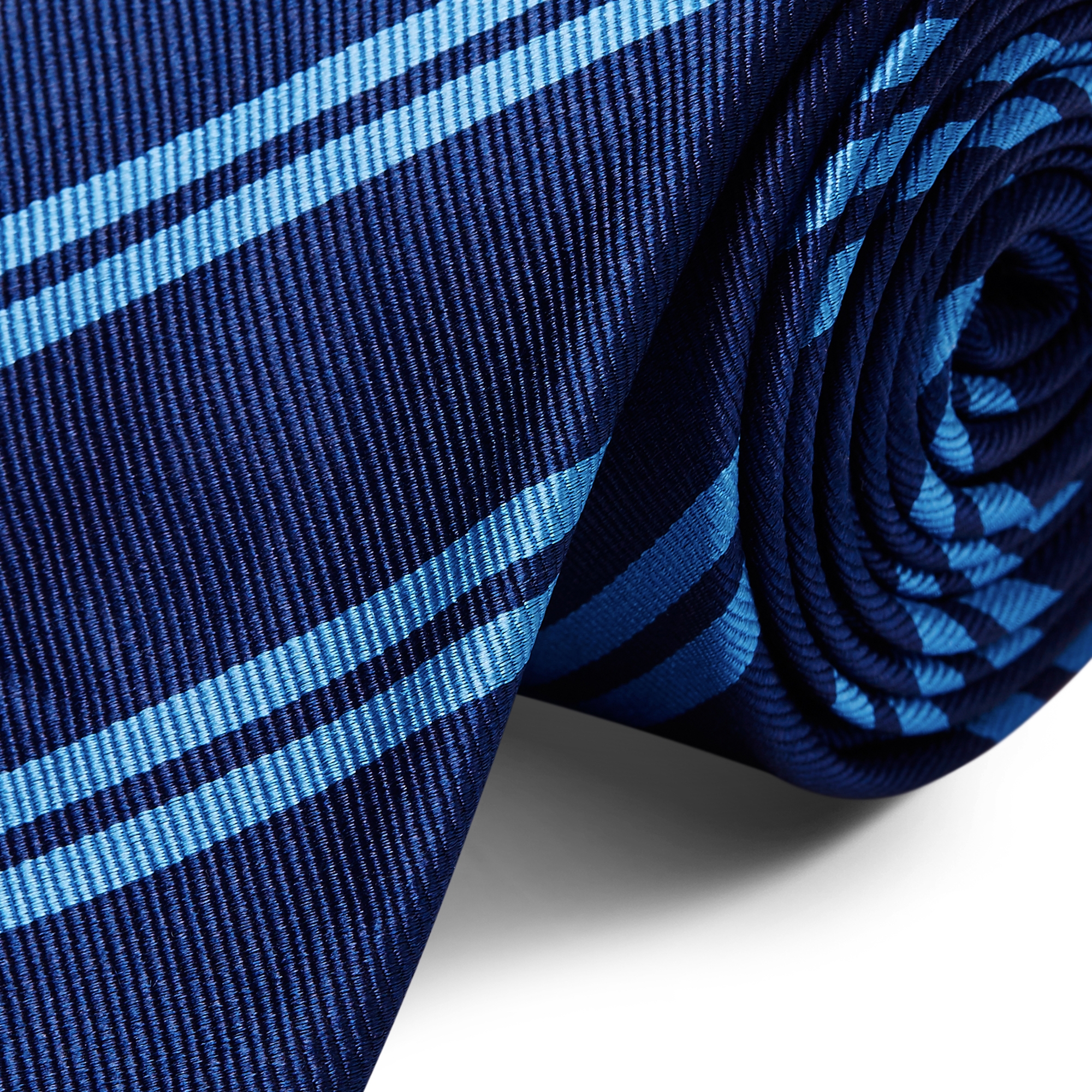 Tumši zila, svītraina, zīda 6cm kaklasaite - 2