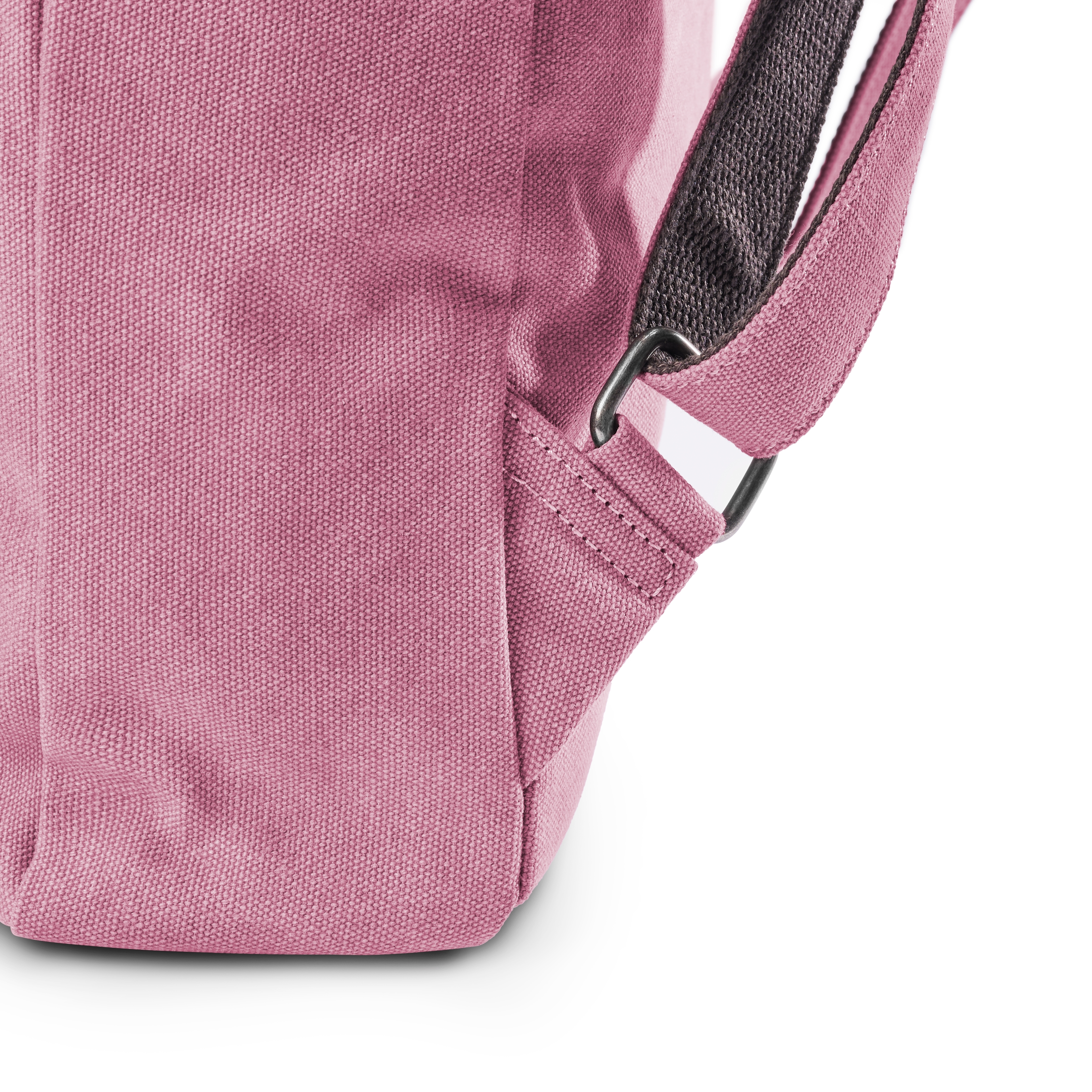 Vintage-Style Pink Leather & Canvas Backpack - 6