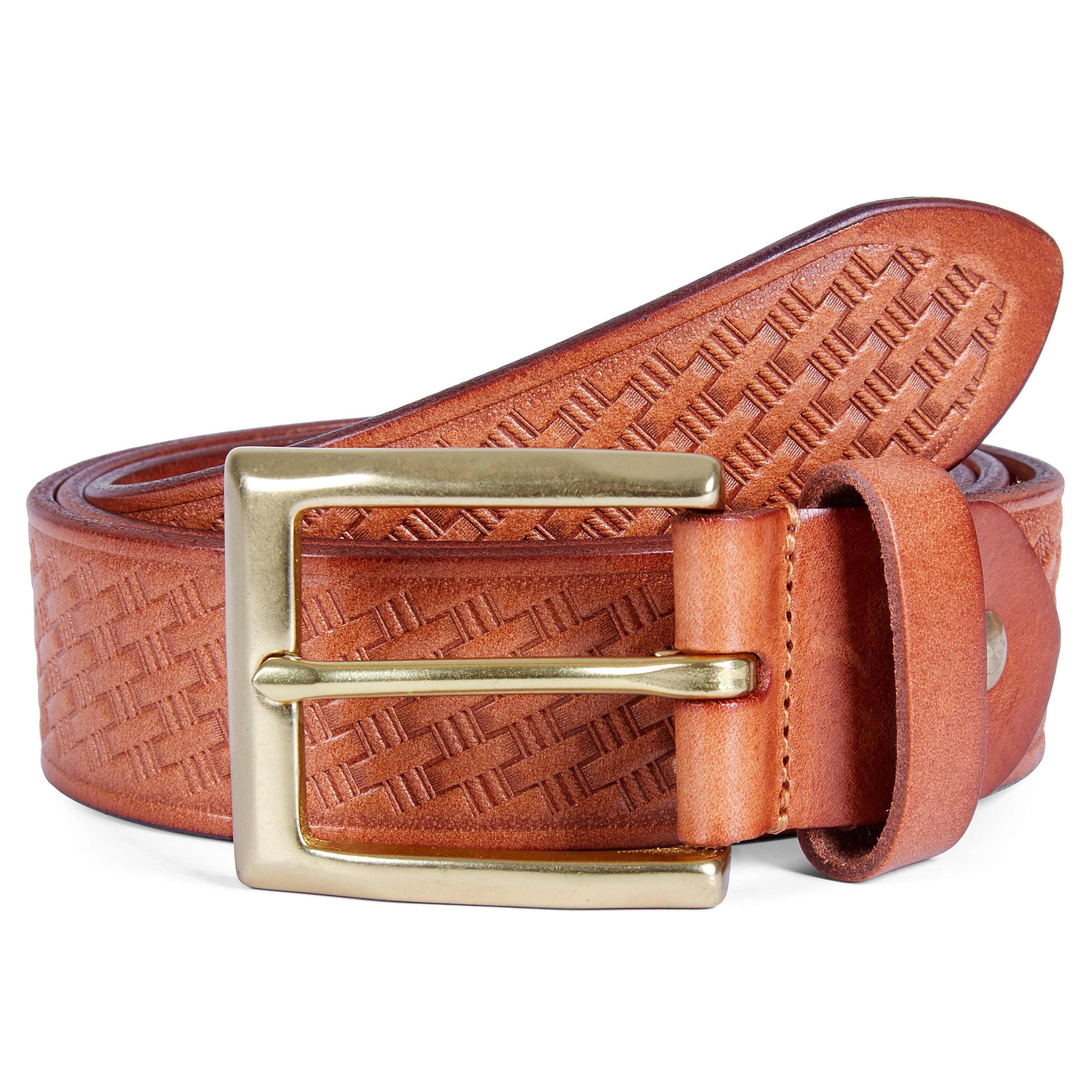 Präglat Vävt Konjakfärgat Bälte - 1