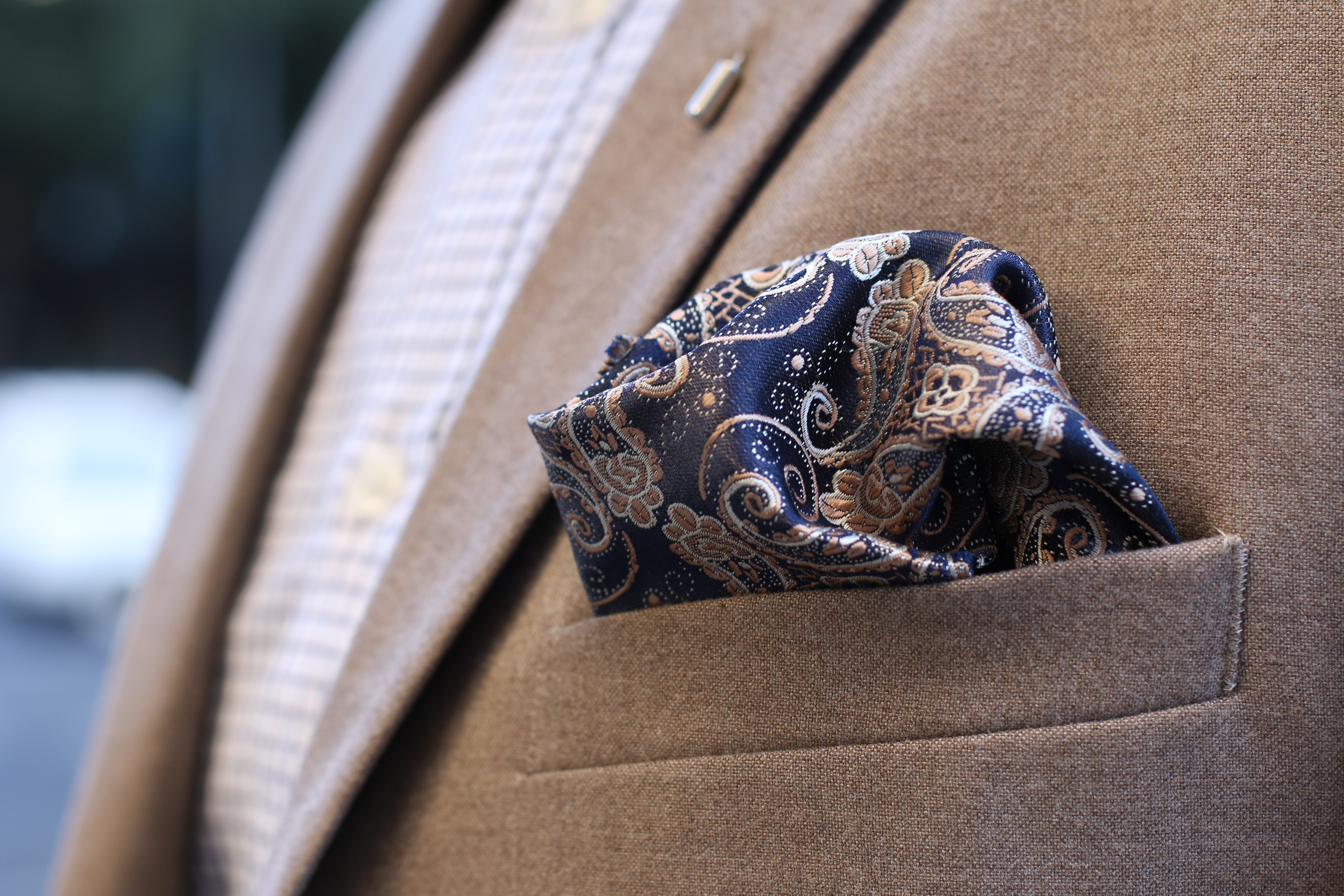 Pochette de costume bleue à motif cachemire - 5