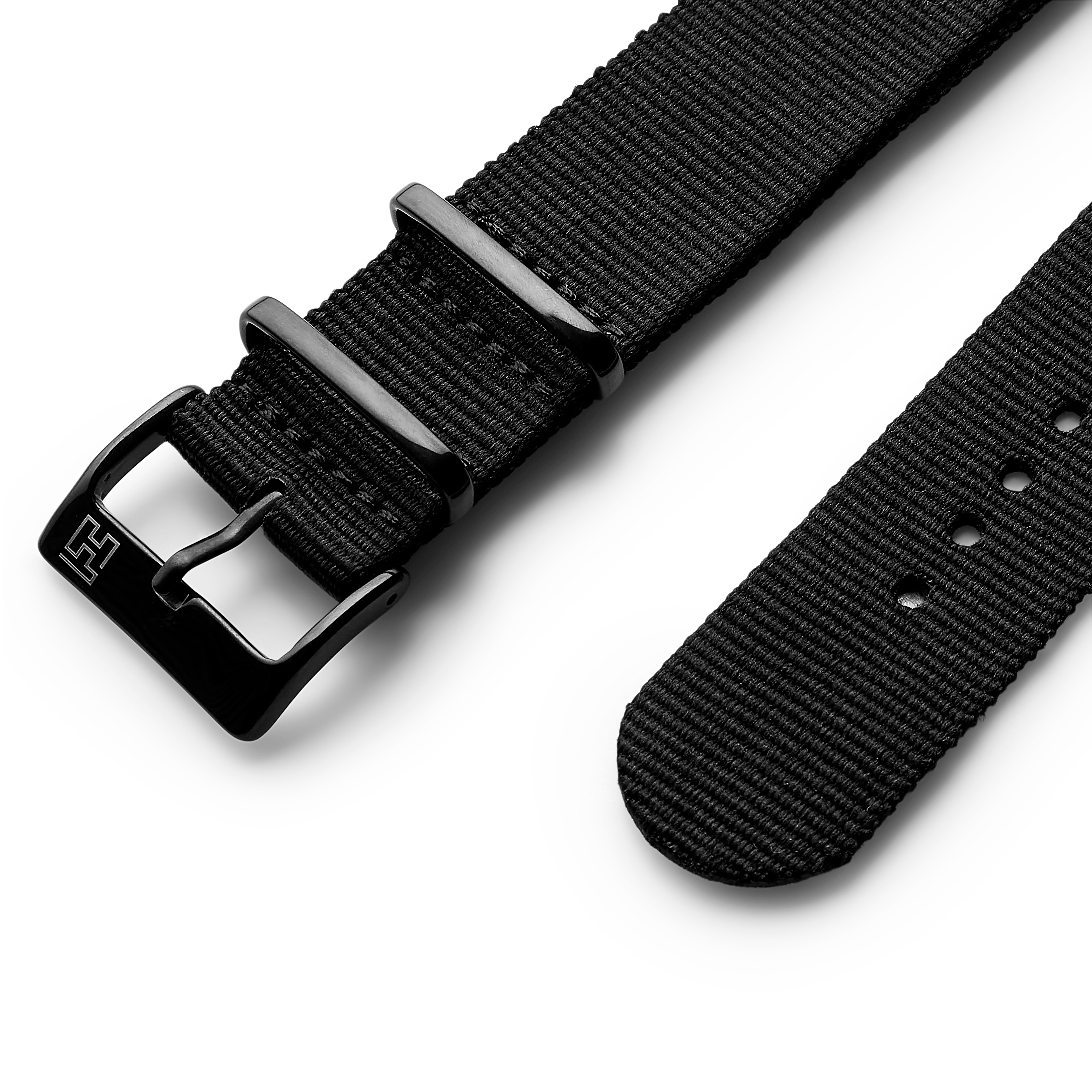 20 mm czarny dwuwarstwowy nylonowy pasek do zegarka - 2