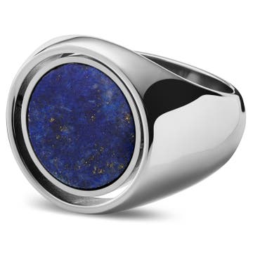 Makt | Rotating Silver-Tone Stainless Steel And Lapis Lazuli Signet Ring Makt | Rotating Silver-Tone Stainless Steel And Lapis Lazuli Signet Ring