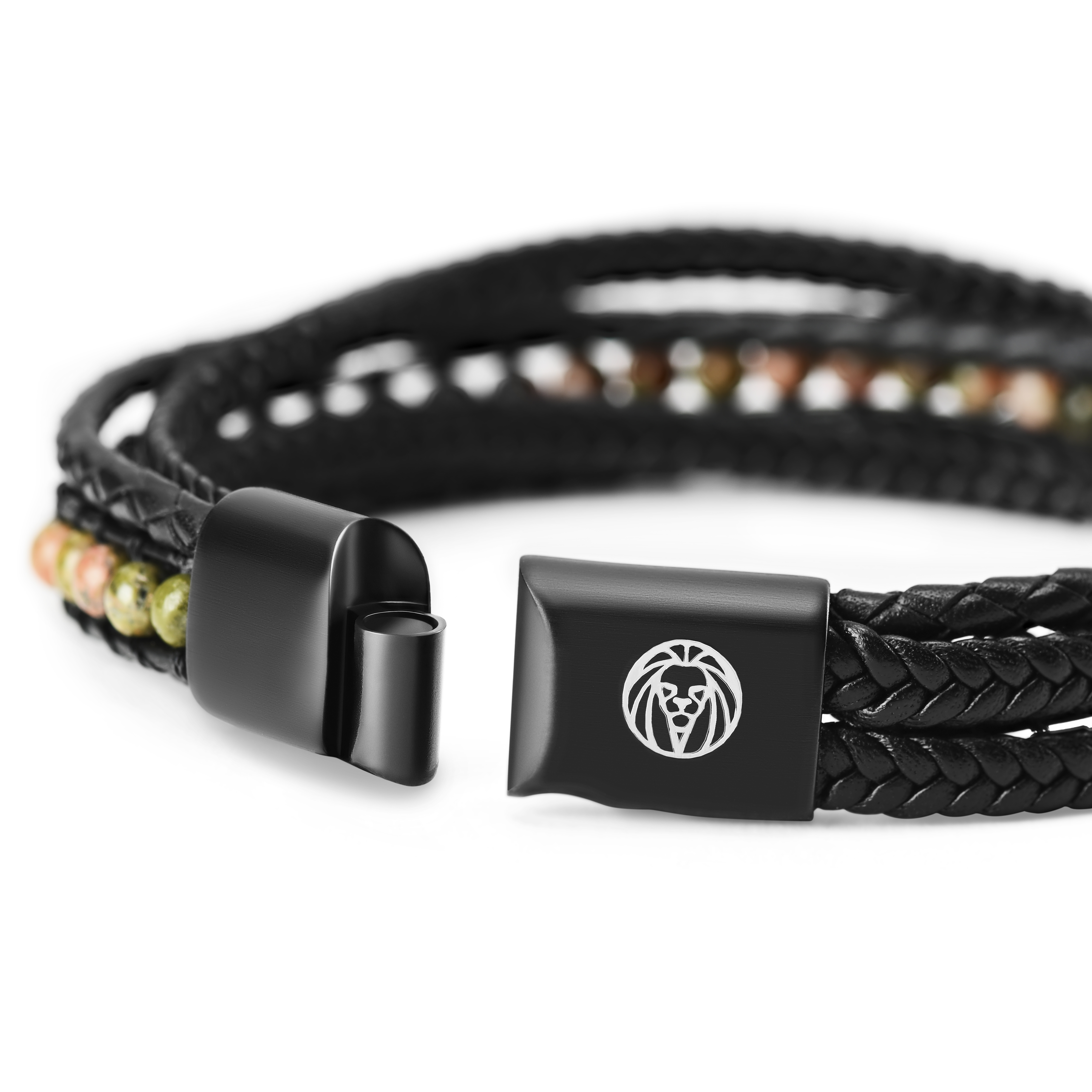 Naxos Unakite Leather Bracelet - 7