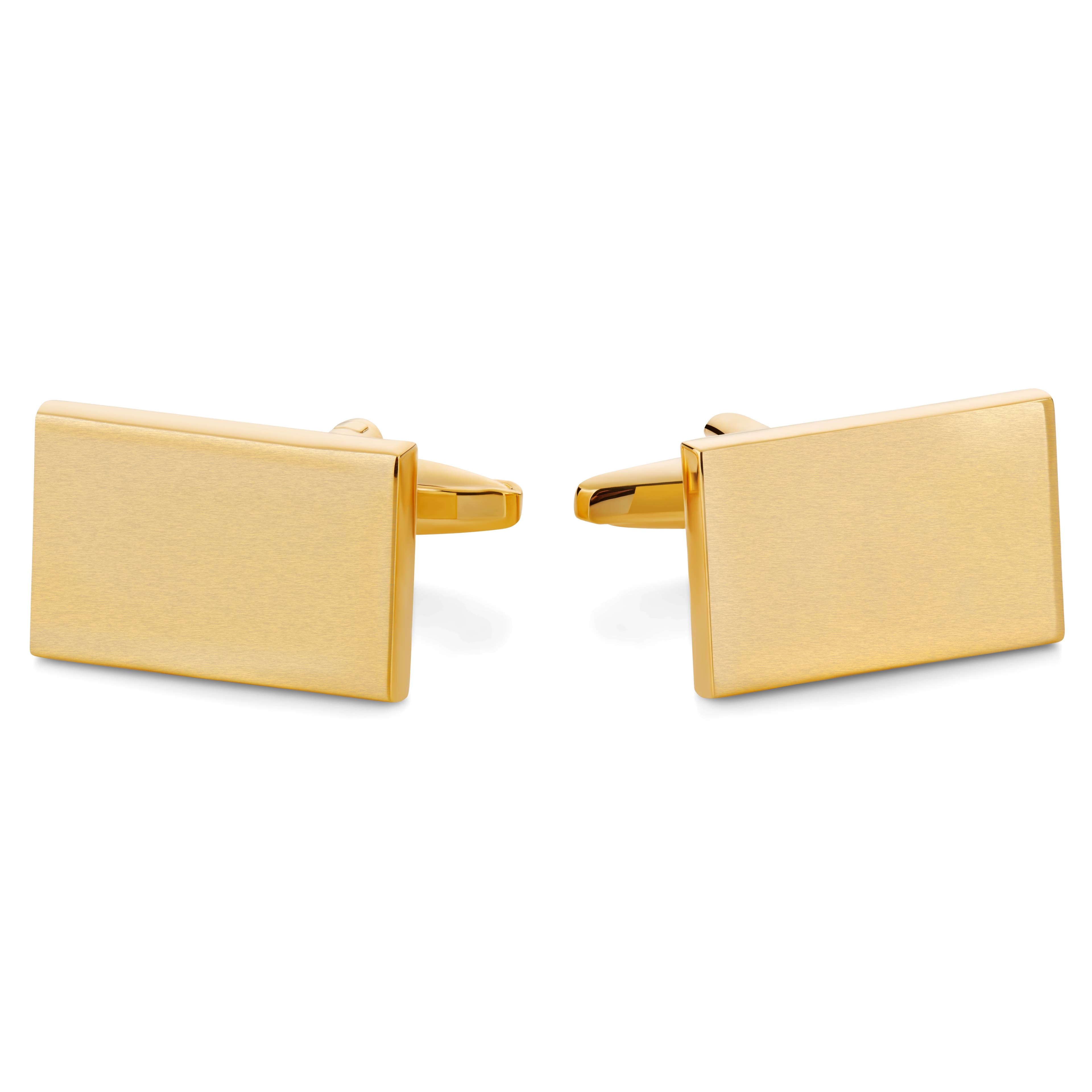 Matowe, prostokątne spinki do mankietów w kolorze złotym Matowe, prostokątne spinki do mankietów w kolorze złotym