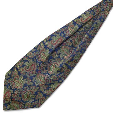 Zijden stropdassjaal met kleurrijk lichtblauw paisleymotief Zijden stropdassjaal met kleurrijk lichtblauw paisleymotief