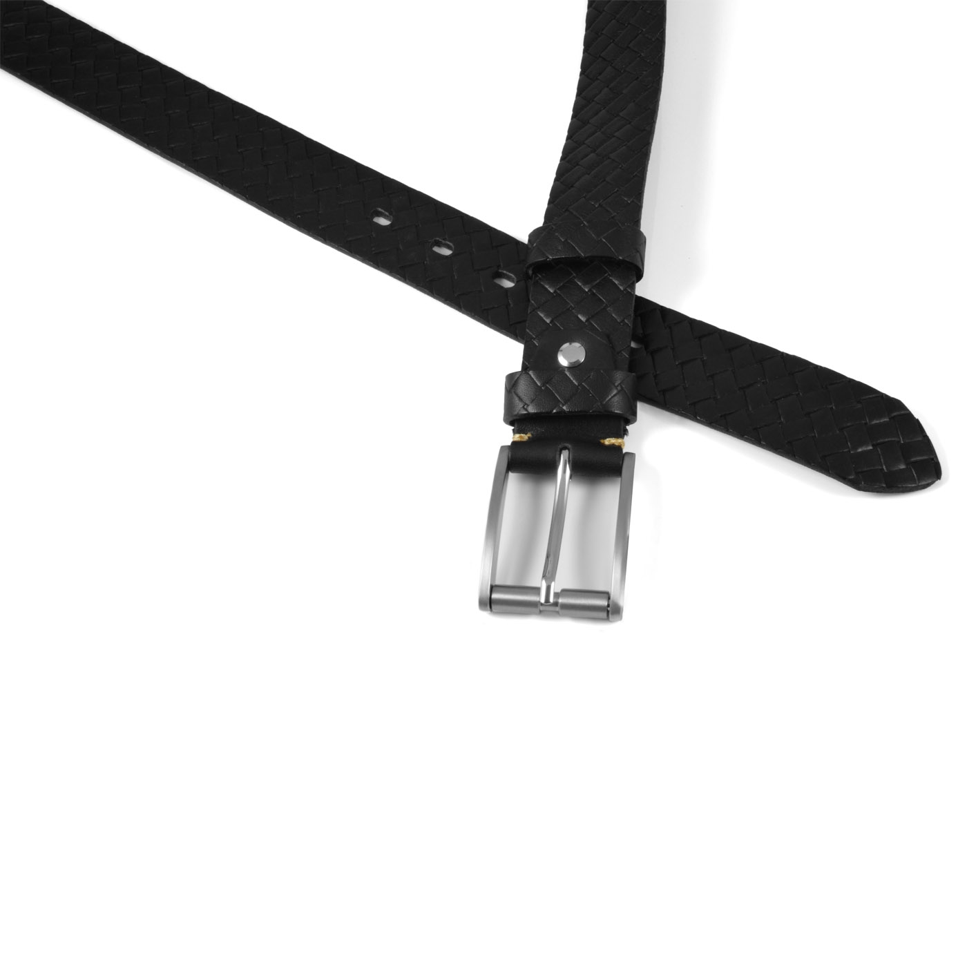 Schwarzer Gürtel mit Flechtmuster - 2
