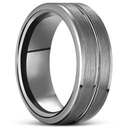 Terra | Barázdált ezüst tónusú tungsten gyűrű 8 mm