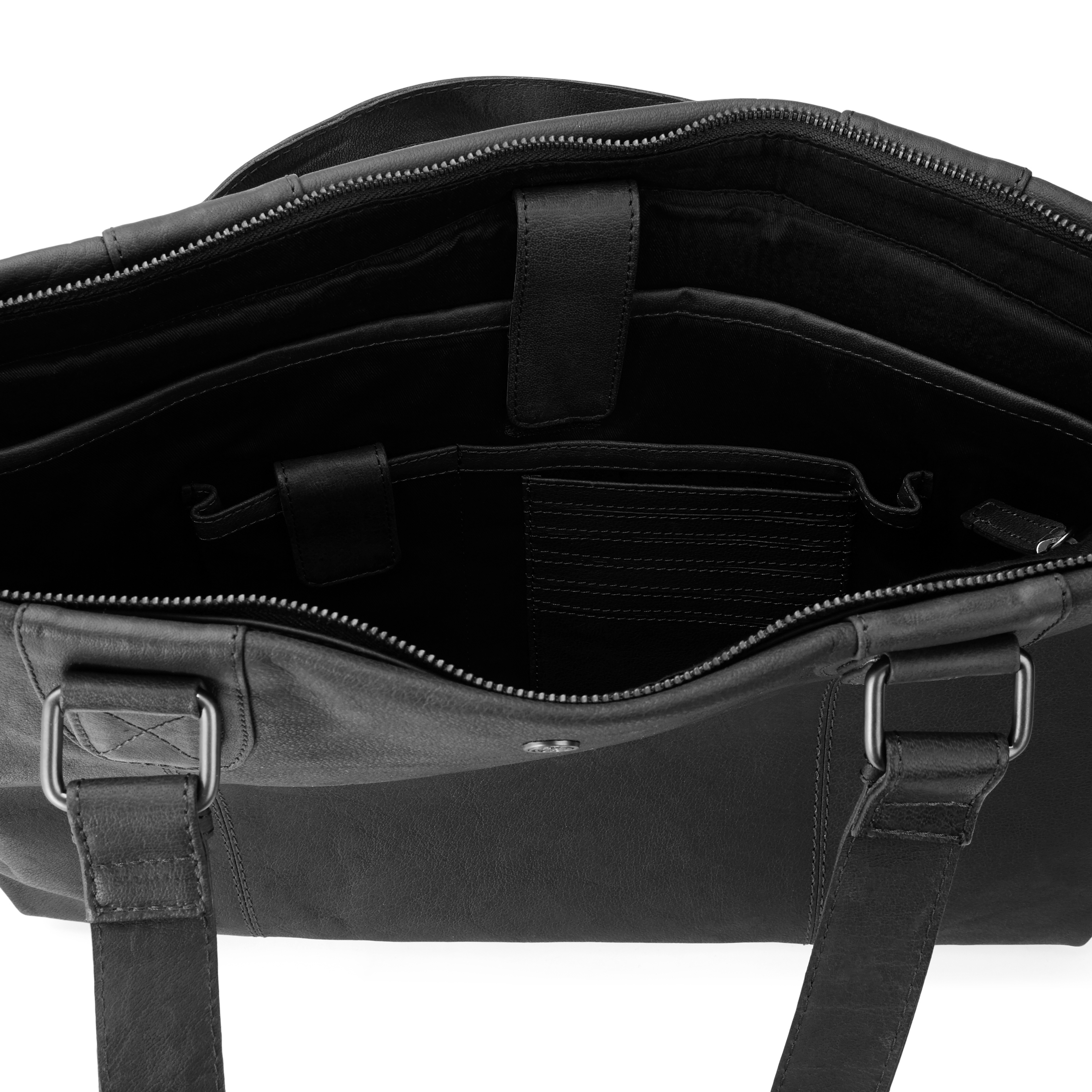 Oxford Classic Black Leather Bag - 5