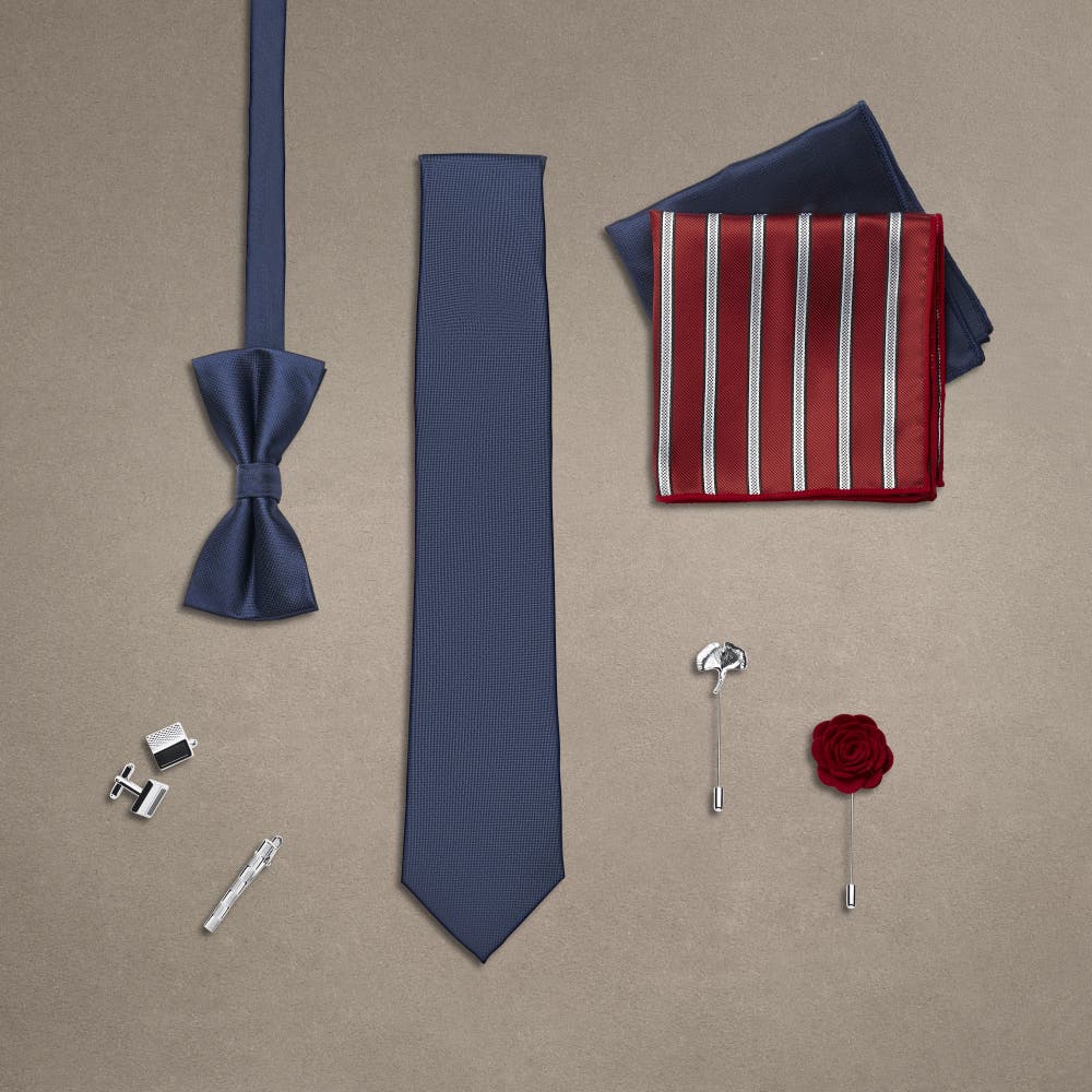 hover: Anzug Accessoire Geschenkbox | Marineblau, Rot & Silberfarbenes Set hover: Anzug Accessoire Geschenkbox | Marineblau, Rot & Silberfarbenes Set