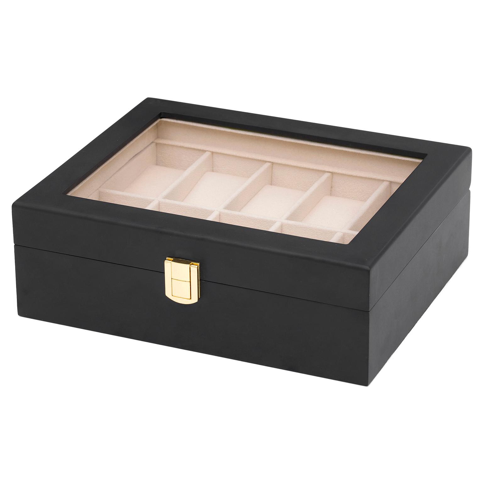 Caja de madera negra para 10 relojes Caja de madera negra para 10 relojes
