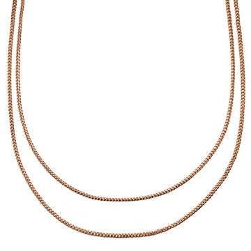 Rico | 3 mm Rose Gold-Tone Stainless Steel Double Layered Curb Chain Necklace