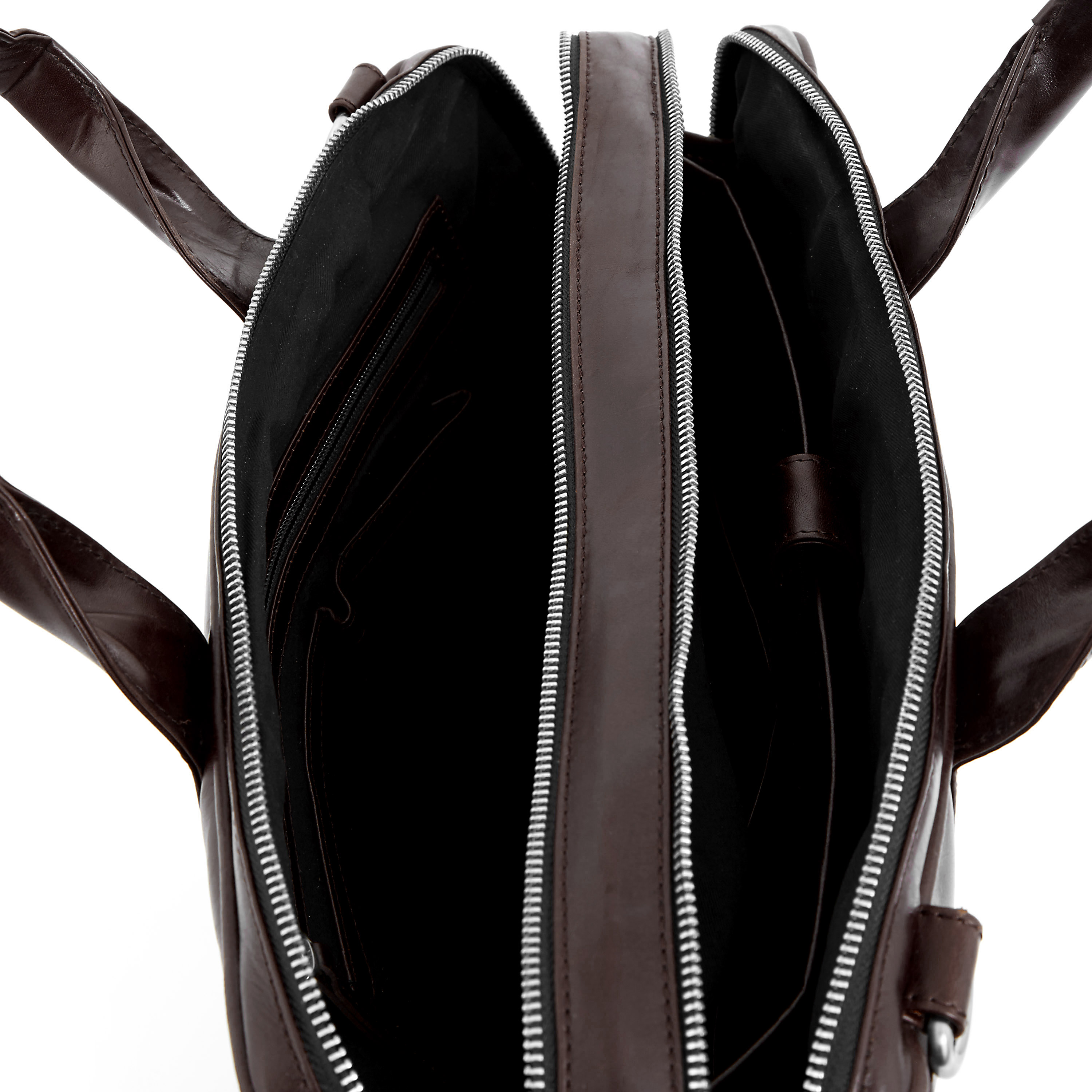 Dunkelbraune Jasper Leder Laptoptasche Mit Doppelreißverschluss - 15