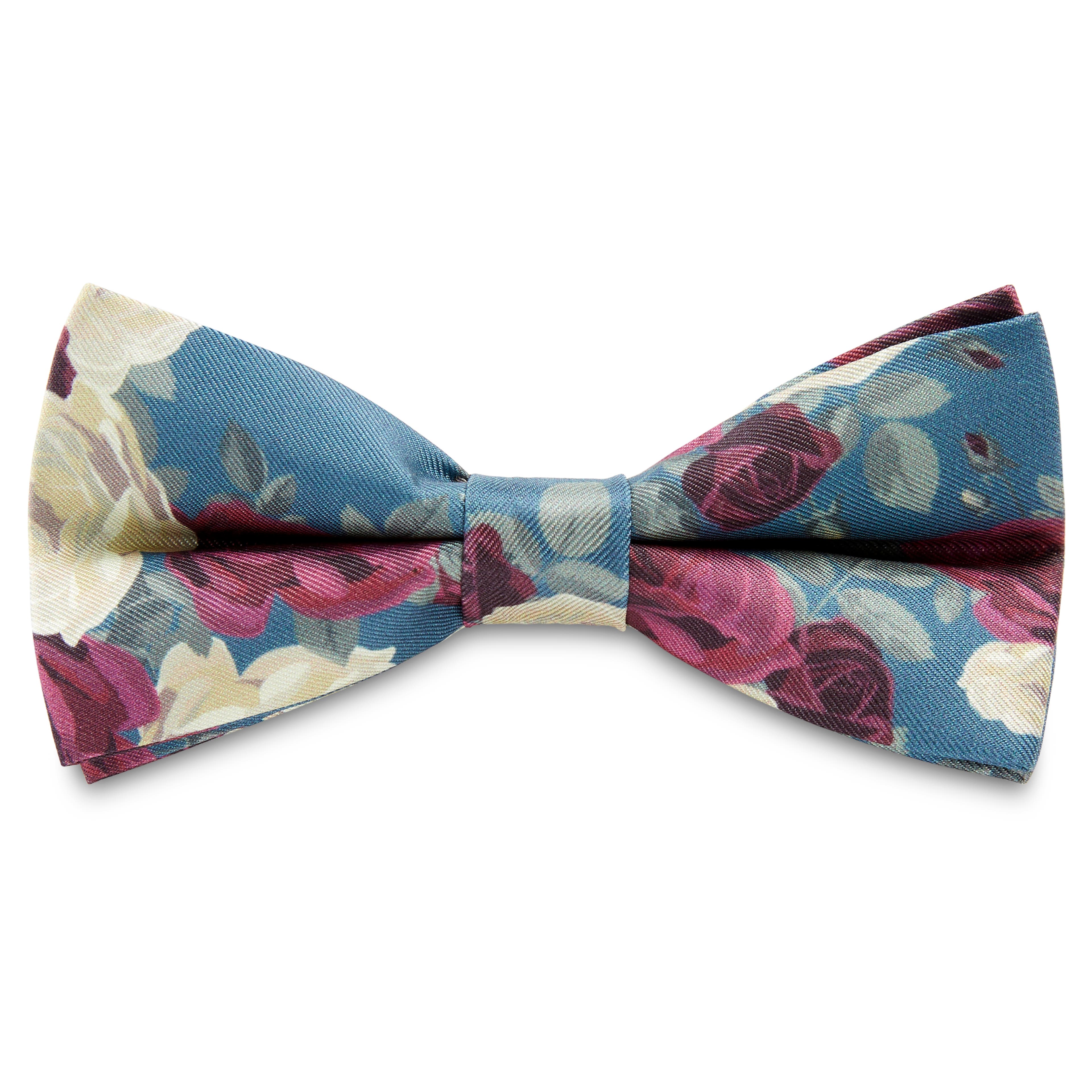 Boho | Light Blue Floral Silk Pre-Tied Bow Tie