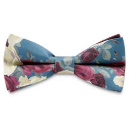 Boho | Light Blue Floral Silk Pre-Tied Bow Tie