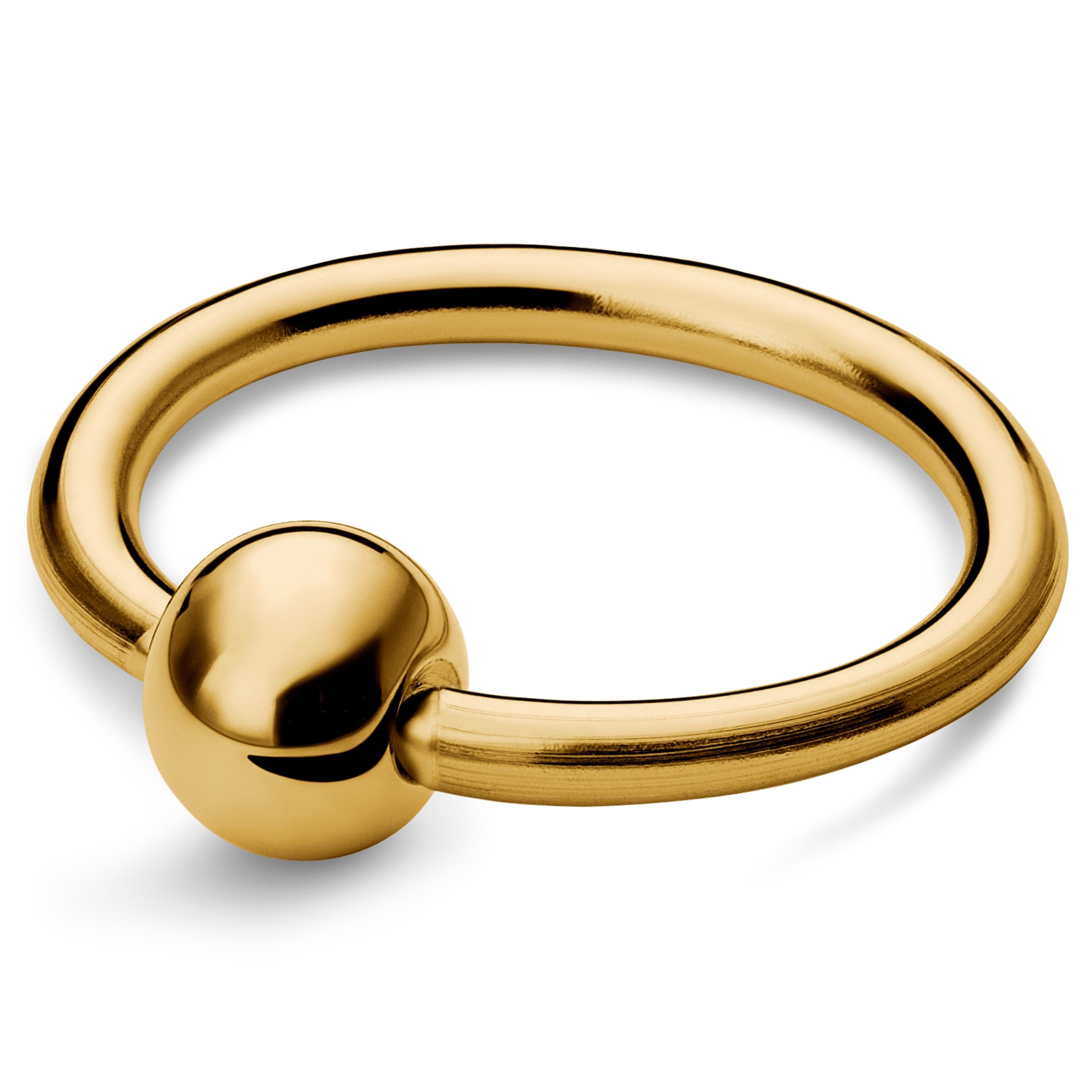 8 mm Goldfarbener Ring aus Chirurgenstahl mit eingefasster Perle