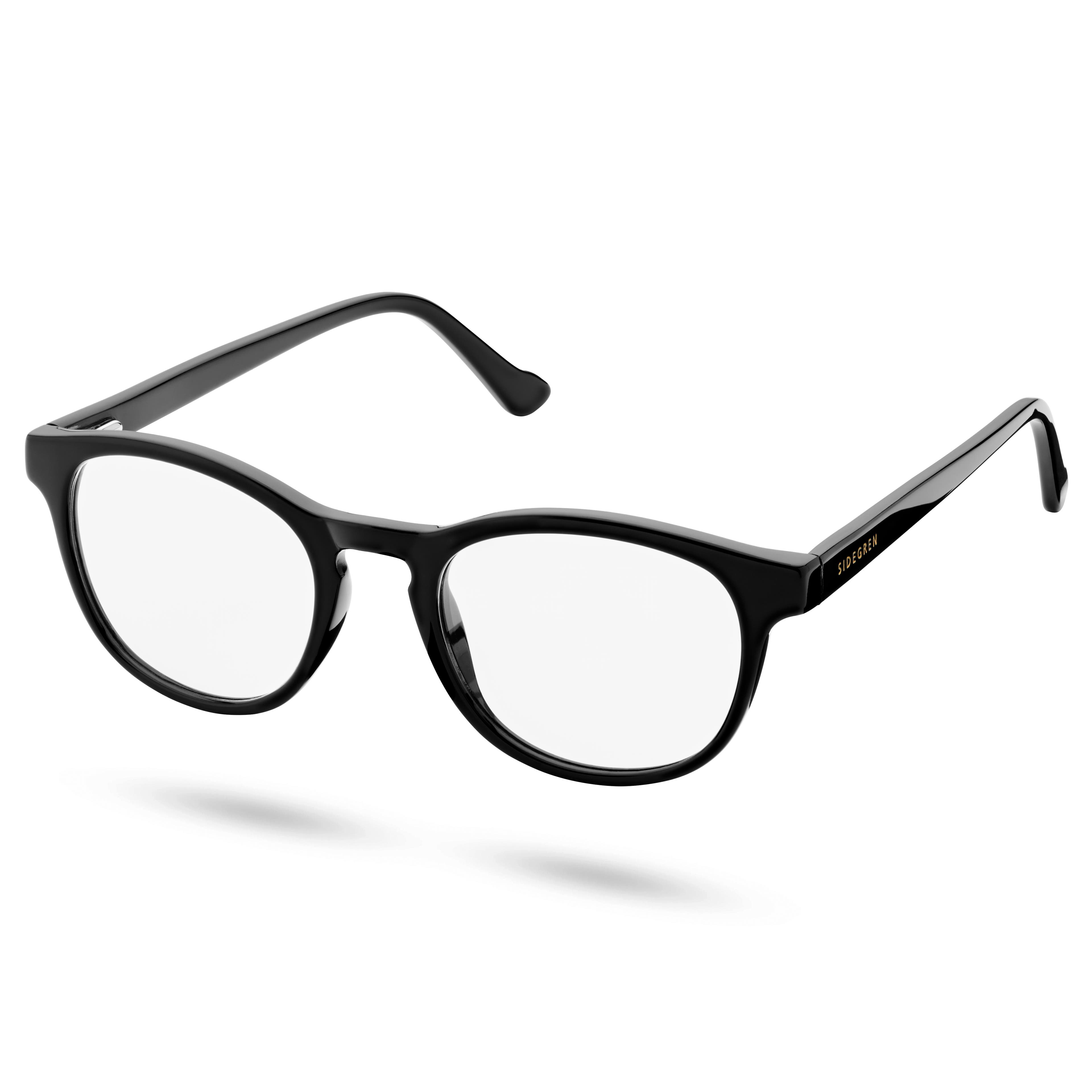 Klasické čierne okuliare s čírymi šošovkami blokujúce modré svetlo