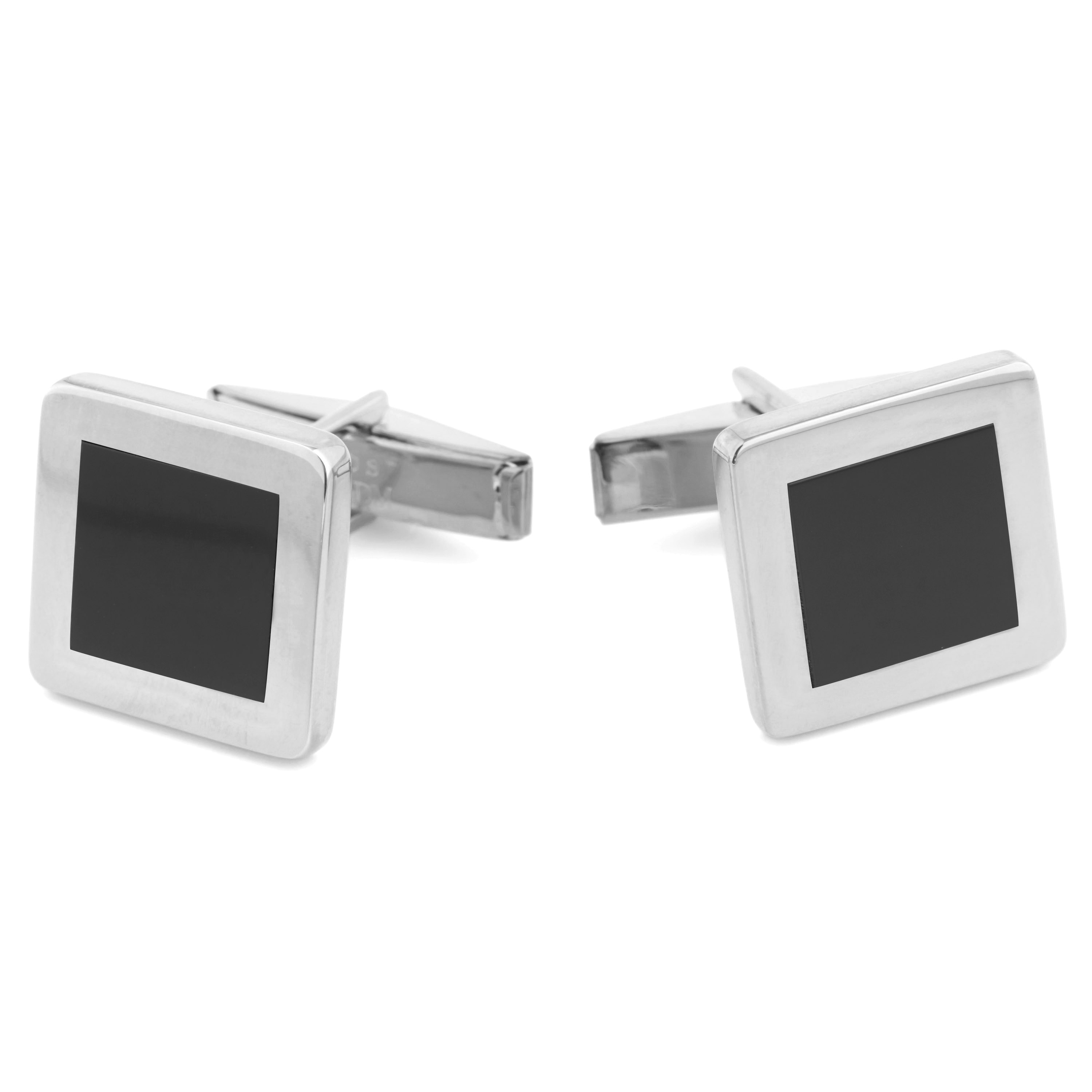 Musta uppokoriste - lyhyt hopeinen setti, 925-hopeaa - 2