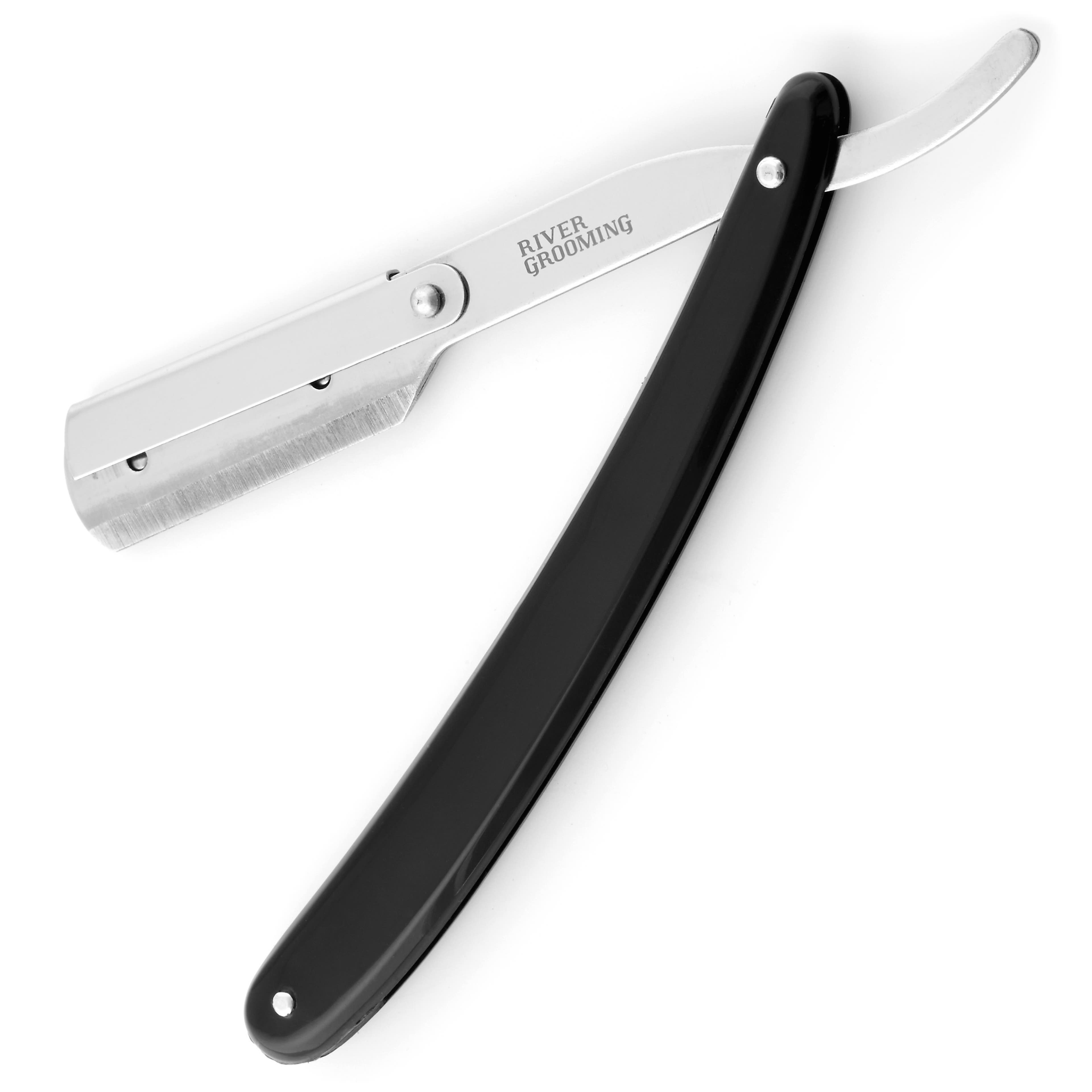 Simple Black Straight Razor For Disposable Blades