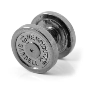 Satago | Orecchino a bottone finto plug dilatatore da 12 mm a forma di manubrio in acciaio inossidabile