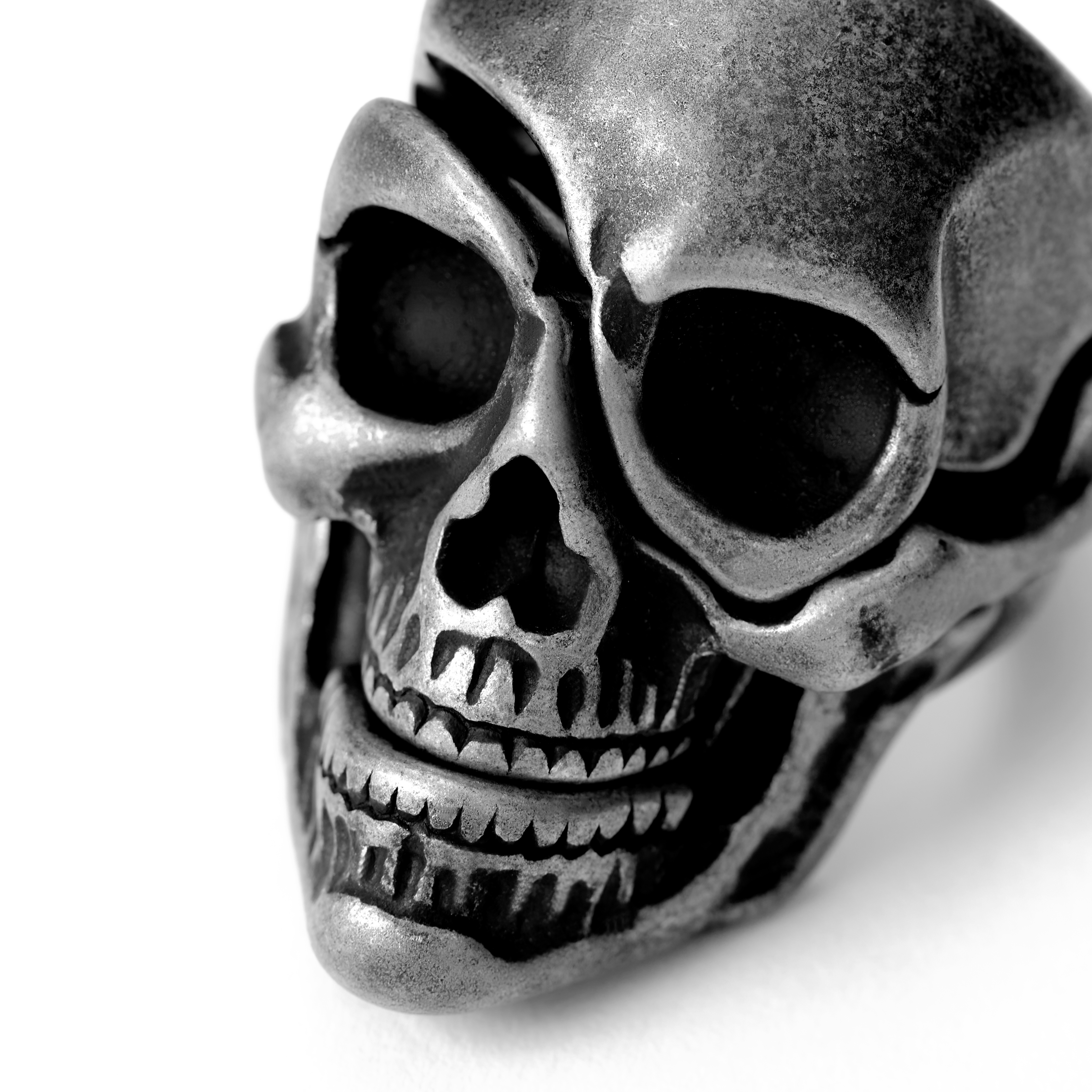 Jax | Black & Dark gray Stainless Steel 3-in-1 Skull Ring - 14