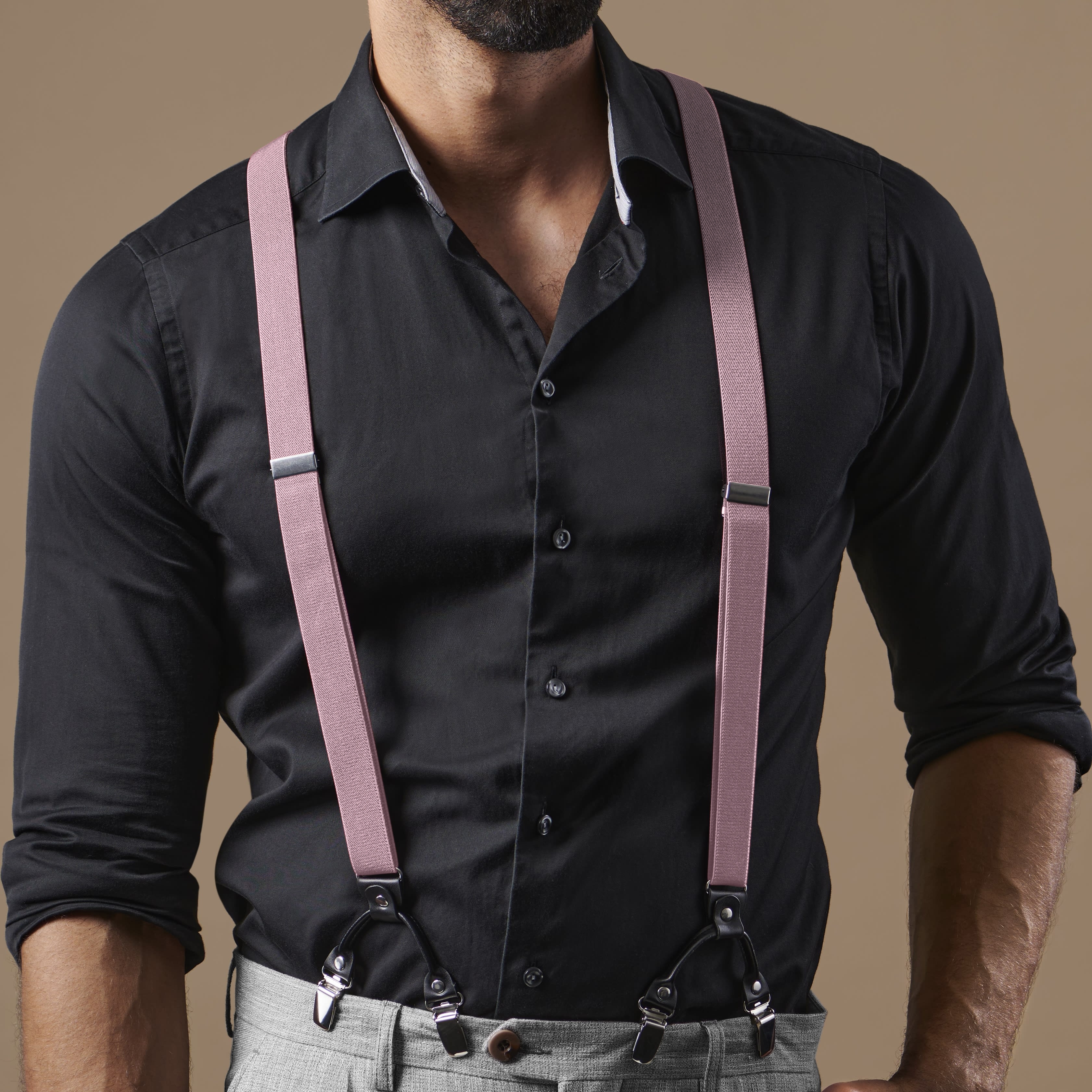 Тесни розови тиранти с клипс - 5