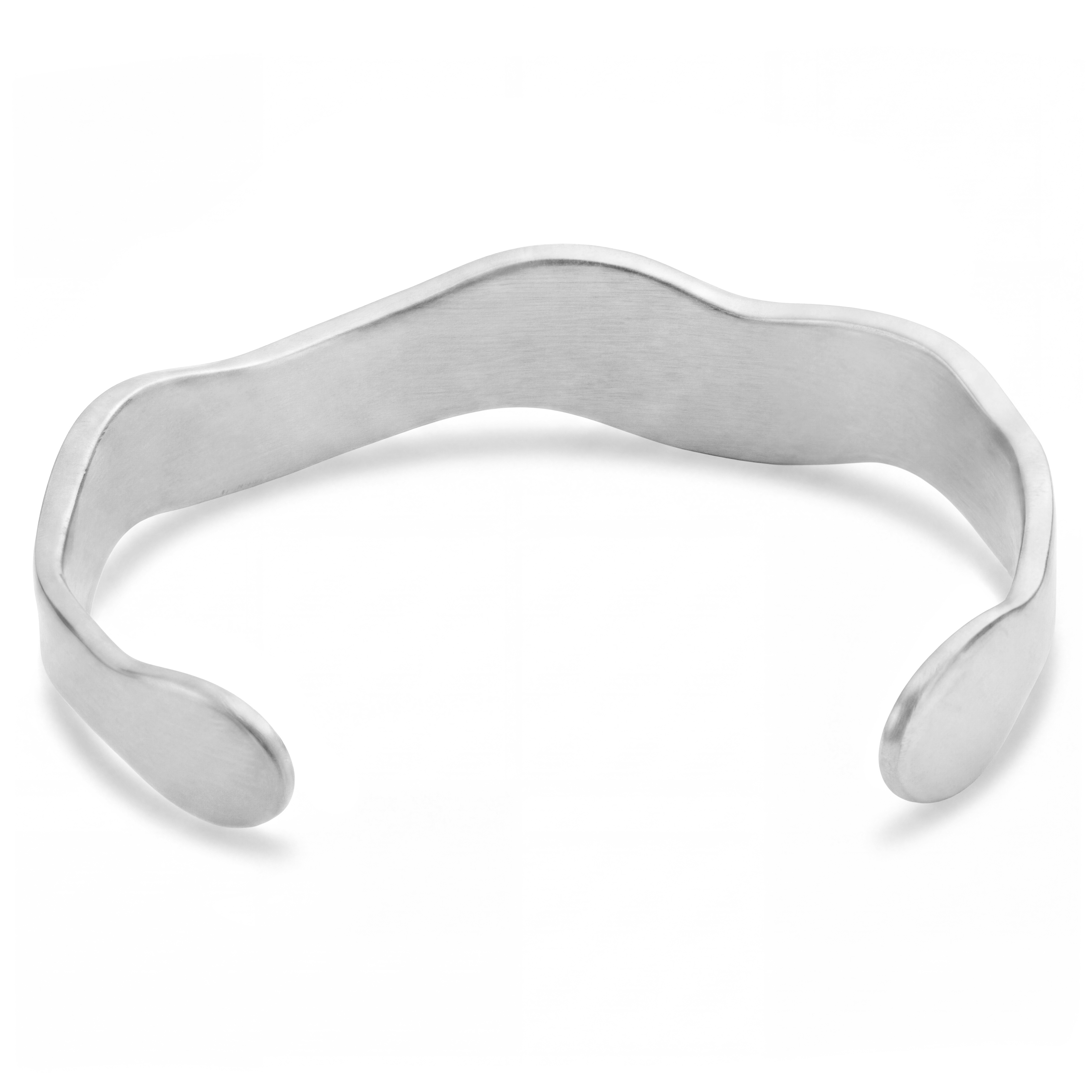 Organic | Bracelet jonc Dune en acier inoxydable plaqué argent - 2