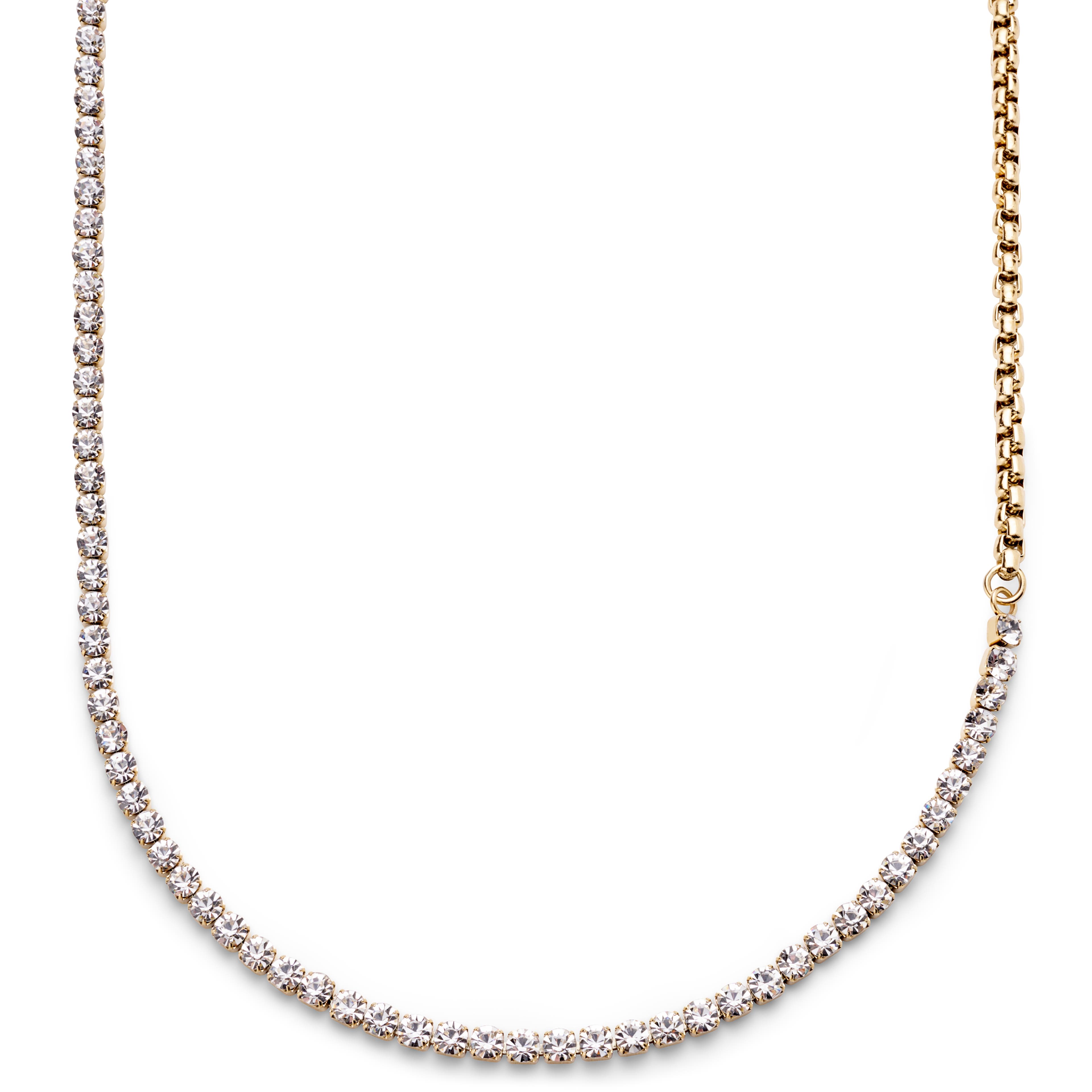 Amager | Collar de cadena de acero inoxidable dorado con circonitas
