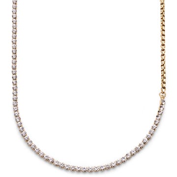 Amager | Collana a catena in acciaio inossidabile color oro e zirconia