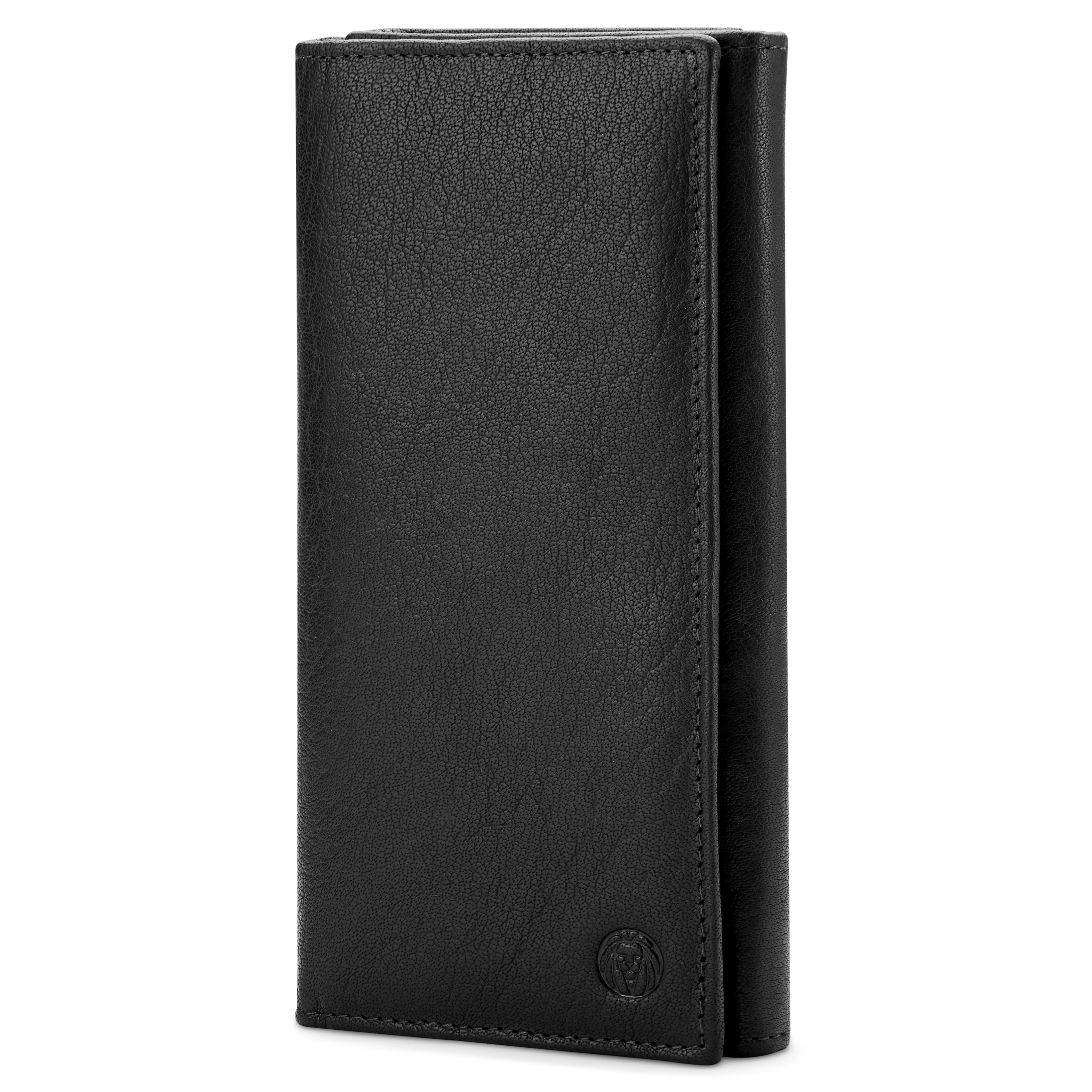 Čierna trojdielna kožená peňaženka Montreal