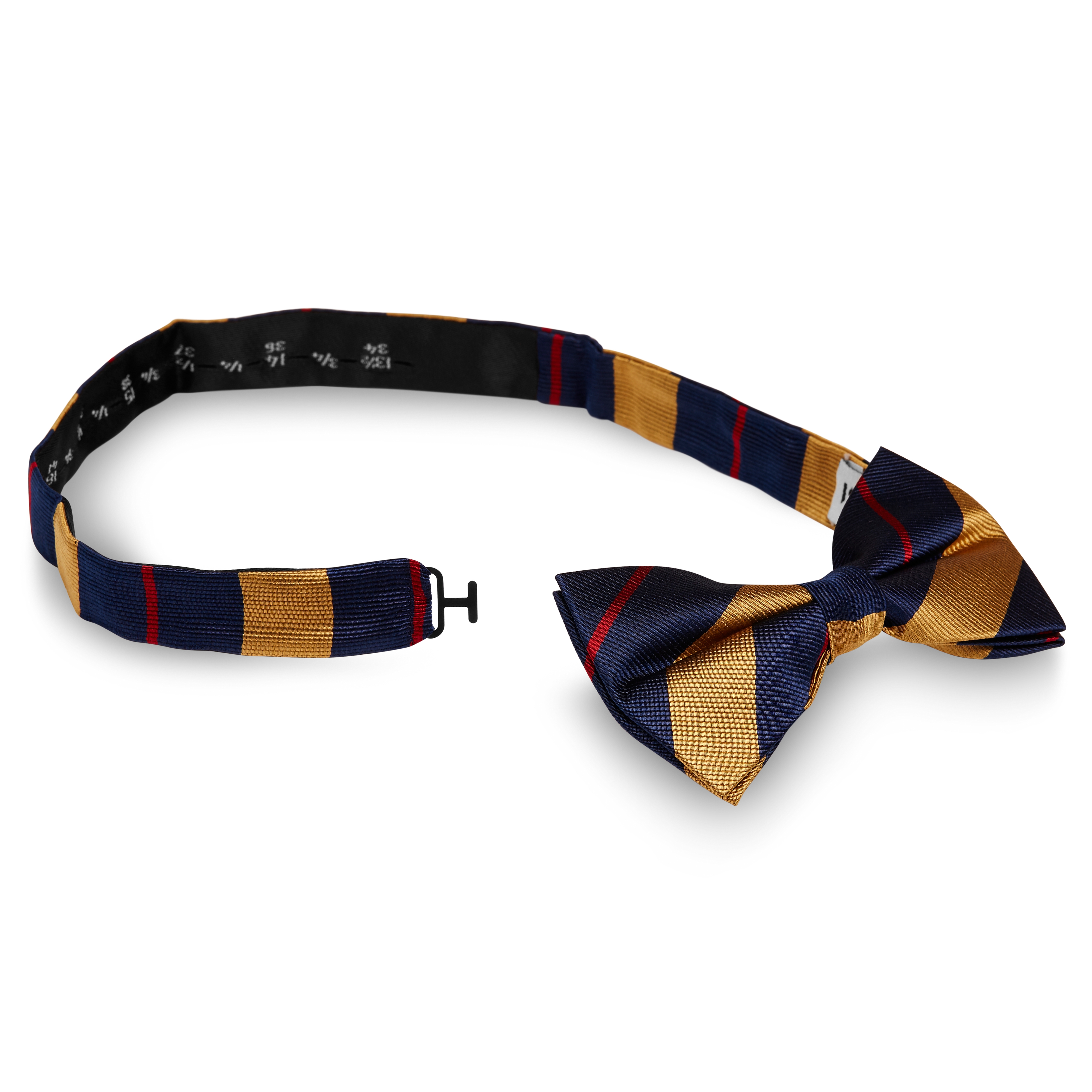 Guld & Rödrandig Marinblå Sidenslips - 2