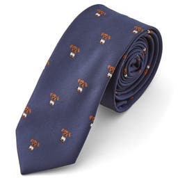 Navy Blue & Tiny Dogs Polyester Tie