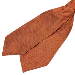 Cravatta ascot in seta rosso bruno con fantasia a pois