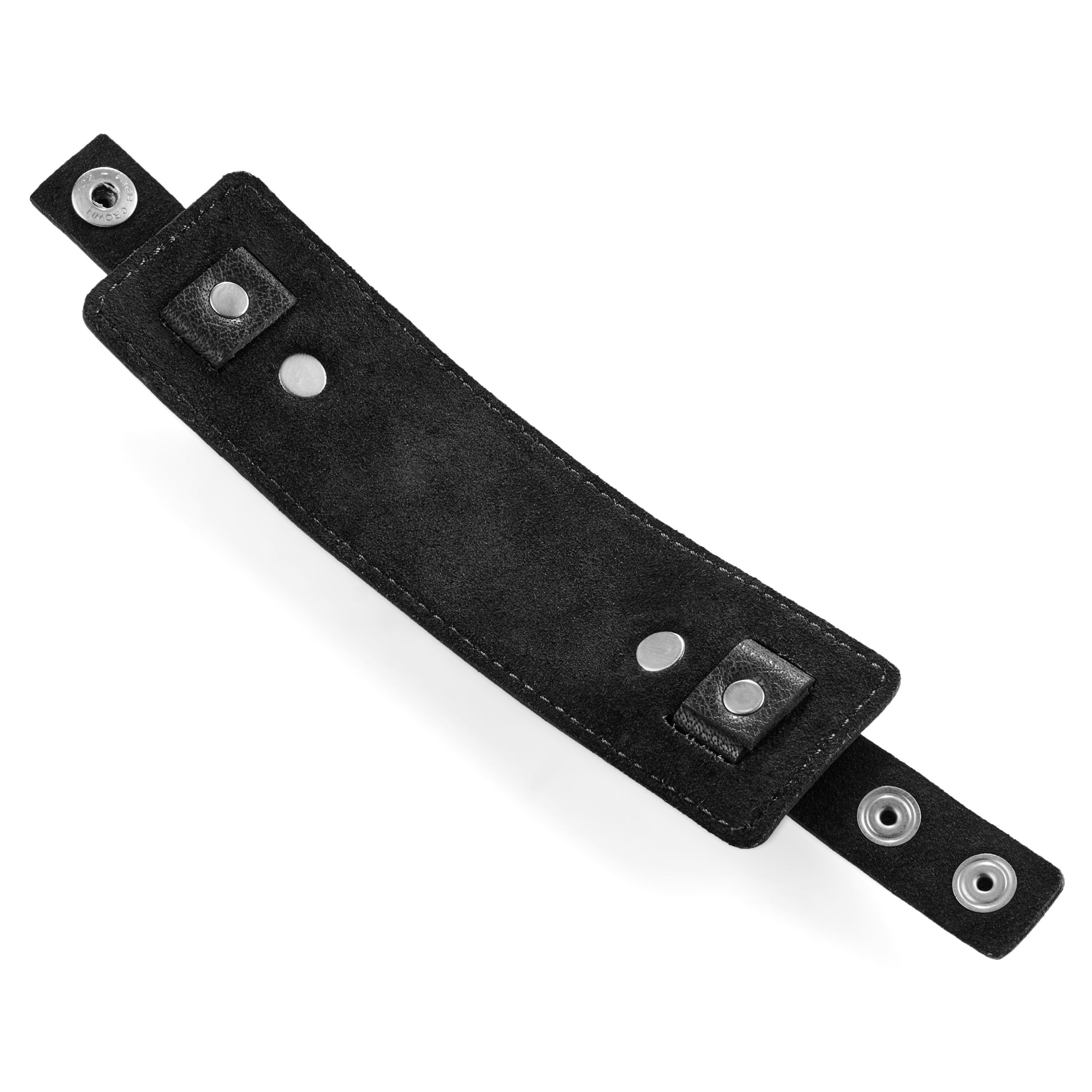 Gladius | Czarna bransoletka zatrzaskowa ze skóry bydlęcej full grain - 6