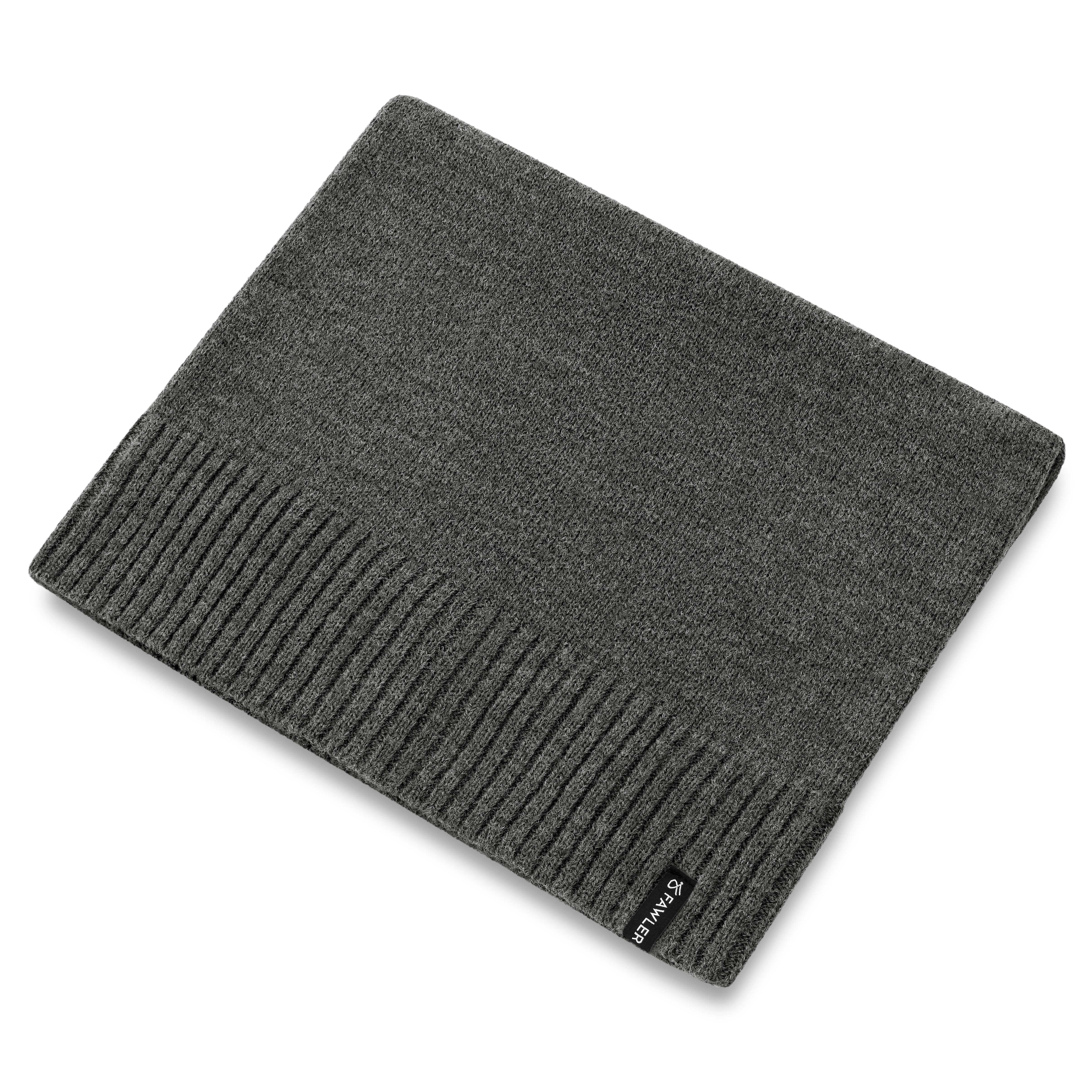 Kaleb | Bufanda tubular de punto de merino gris oscuro - 2