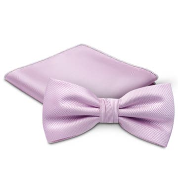 Light Violet Pre-Tied Bow Tie and Pocket Square Set Light Violet Pre-Tied Bow Tie and Pocket Square Set
