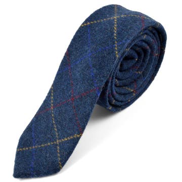Blue Chequered Handmade Wool Tie
