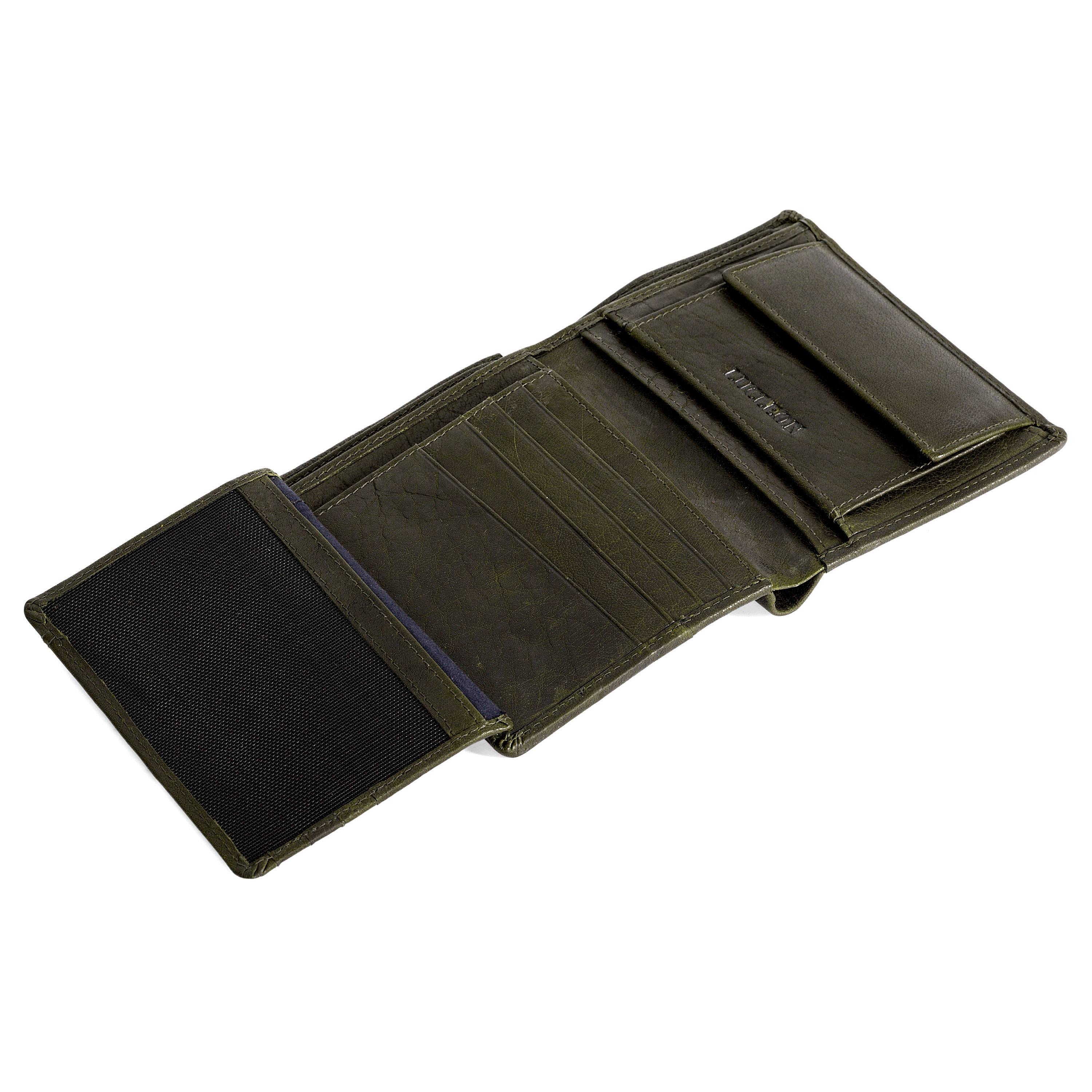 Oliwkowy skórzany rustykalny portfel RFID Montreal - 6