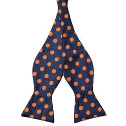 Navy Blue & True Orange Polka Dot Silk Self-Tie Bow Tie