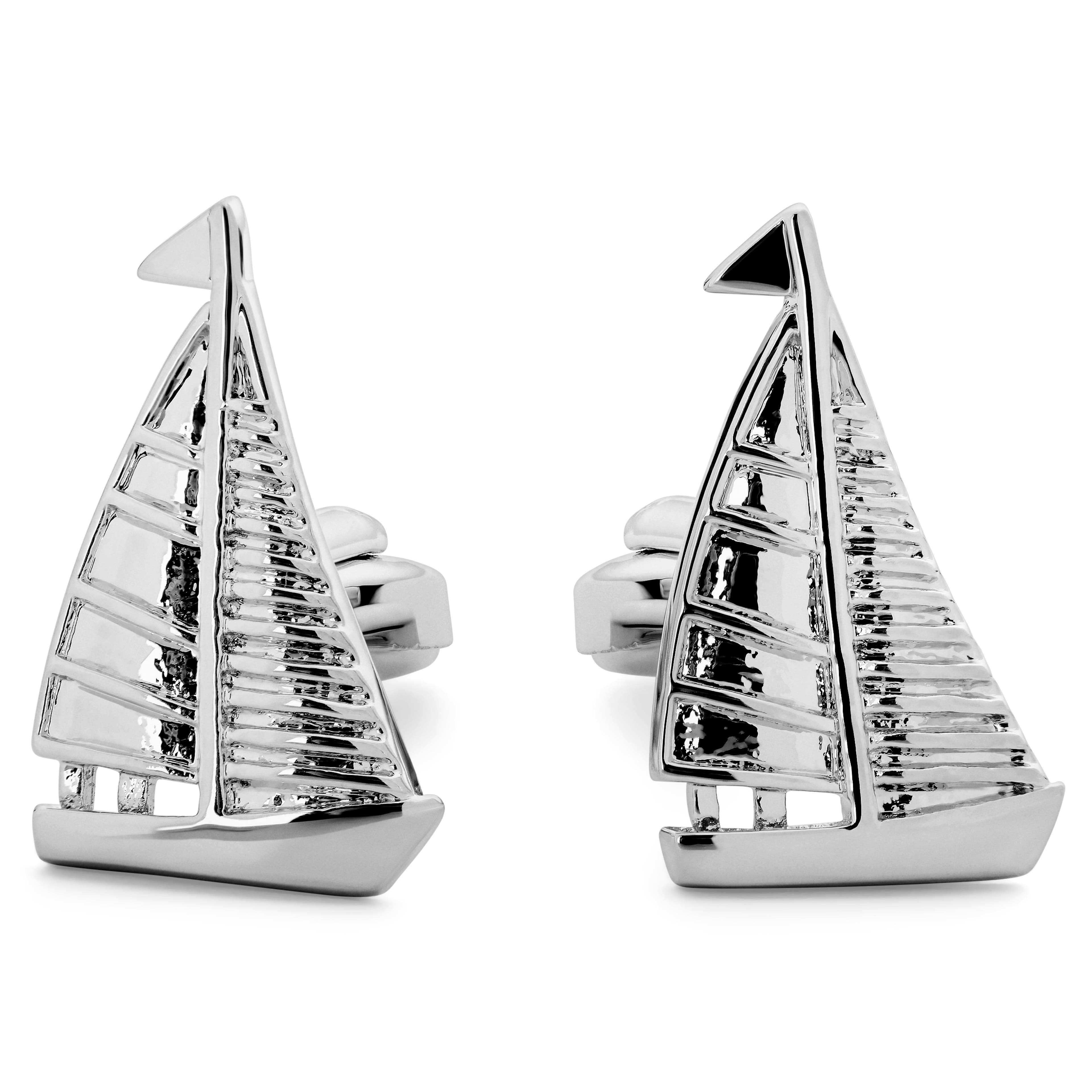 Pelagis | Silver-Tone Boat Cufflinks