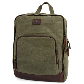 Tarpa | Olive Green & Dark Brown Backpack