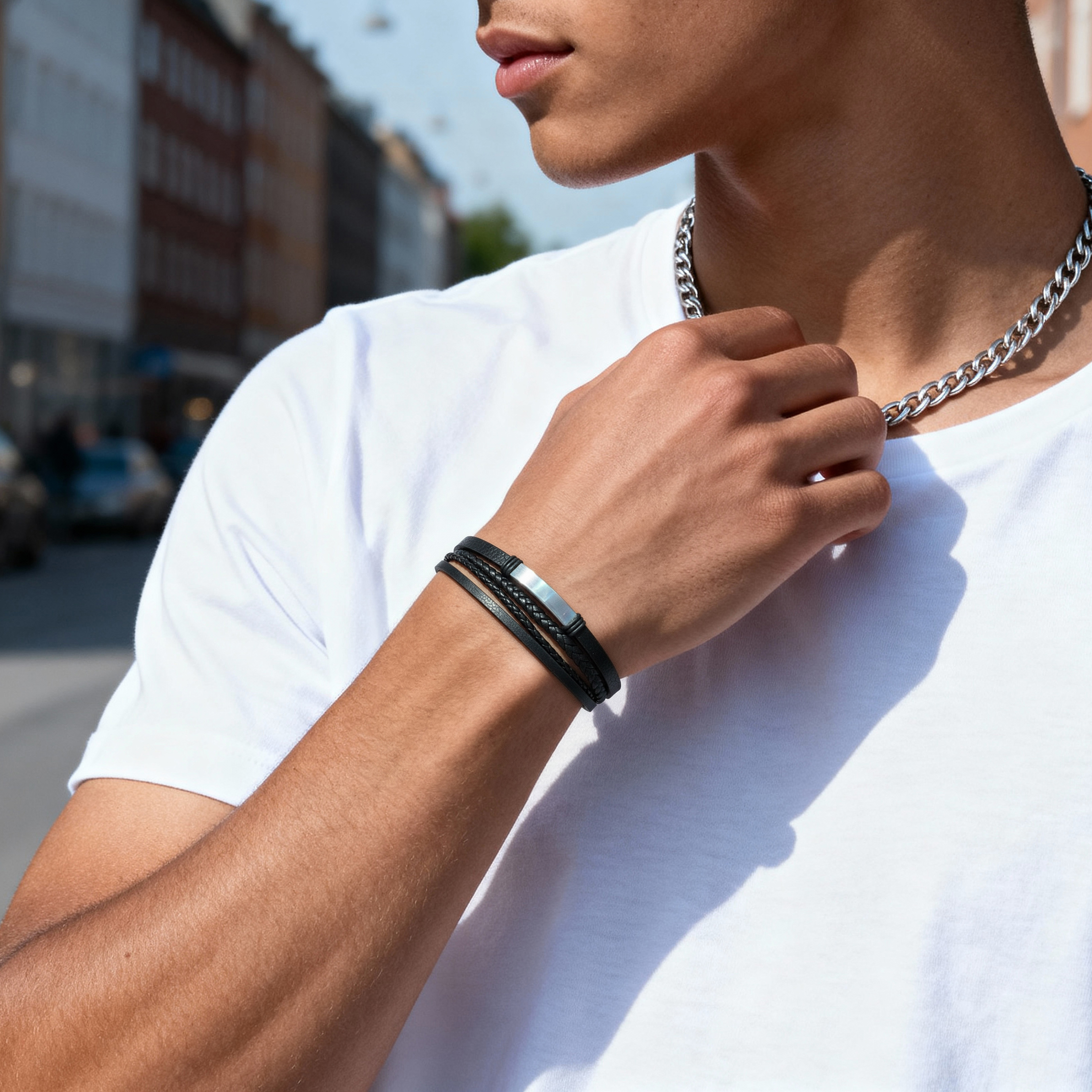 Lihvitud hõbedatooni roostevaba terase ID käevõru - 3