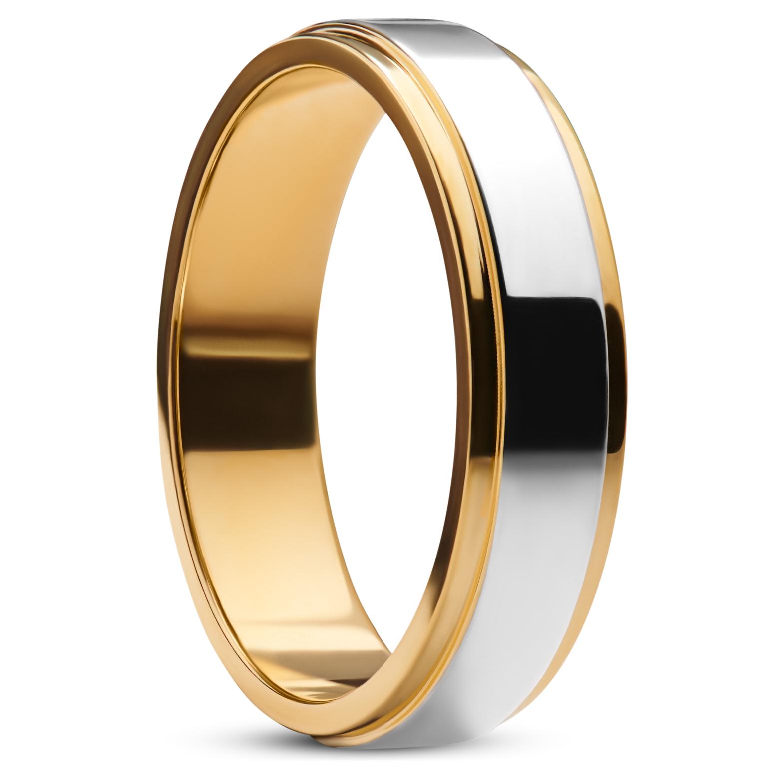 Ferrum | 6 mm Stufenring aus poliertem, gold- und silberfarbenem Edelstahl Ferrum | 6 mm Stufenring aus poliertem, gold- und silberfarbenem Edelstahl